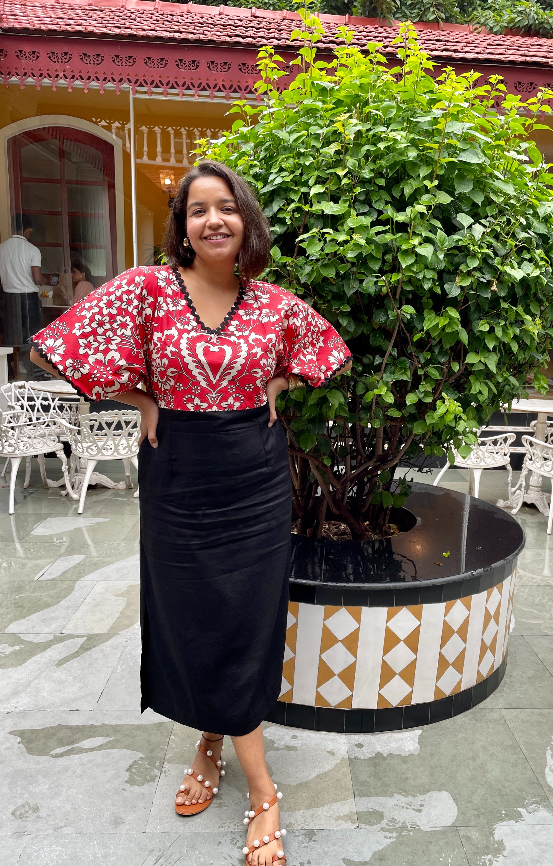 Red Black Kaftan Dress image 5