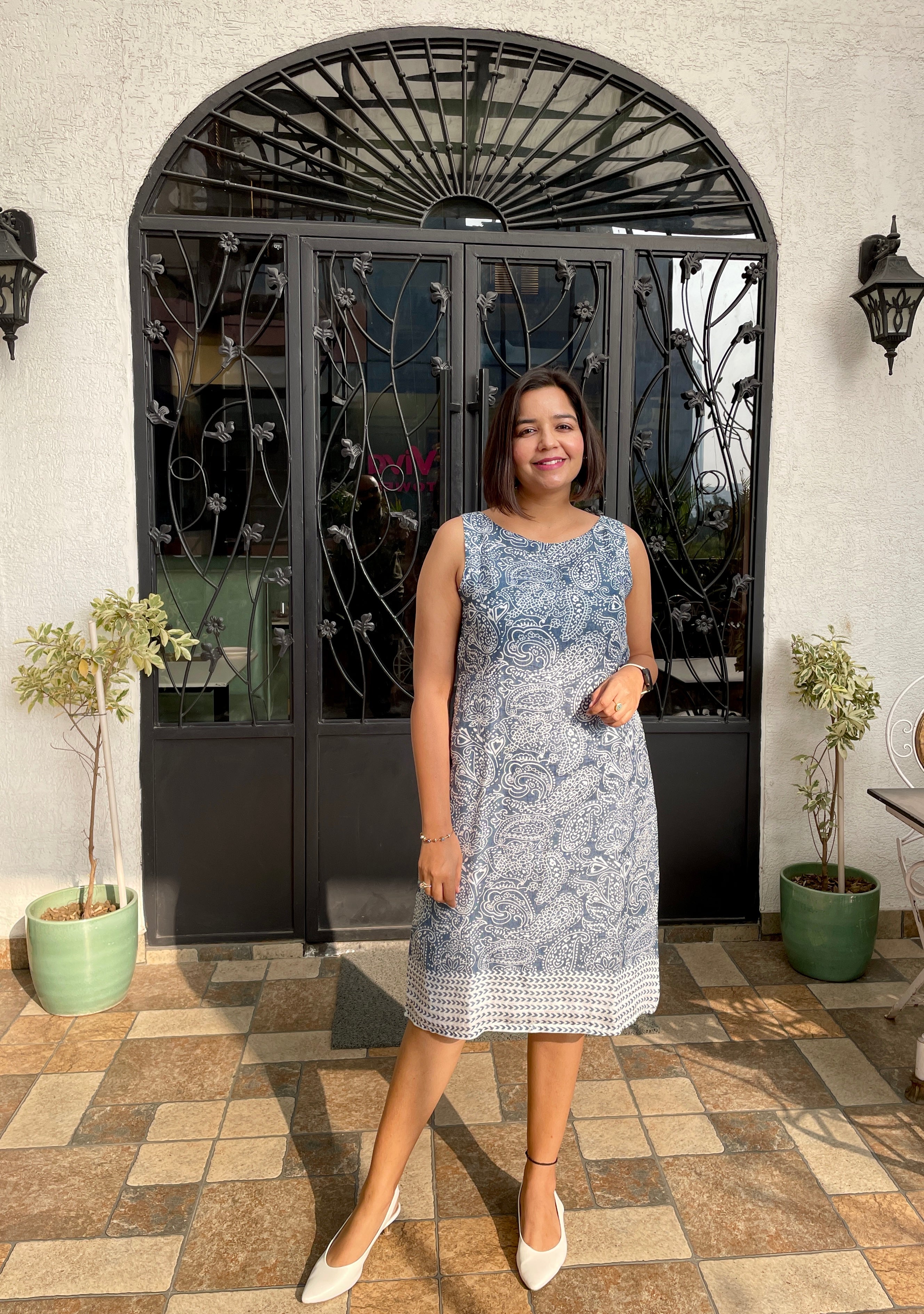 Blue Linen Midi Dress image 6