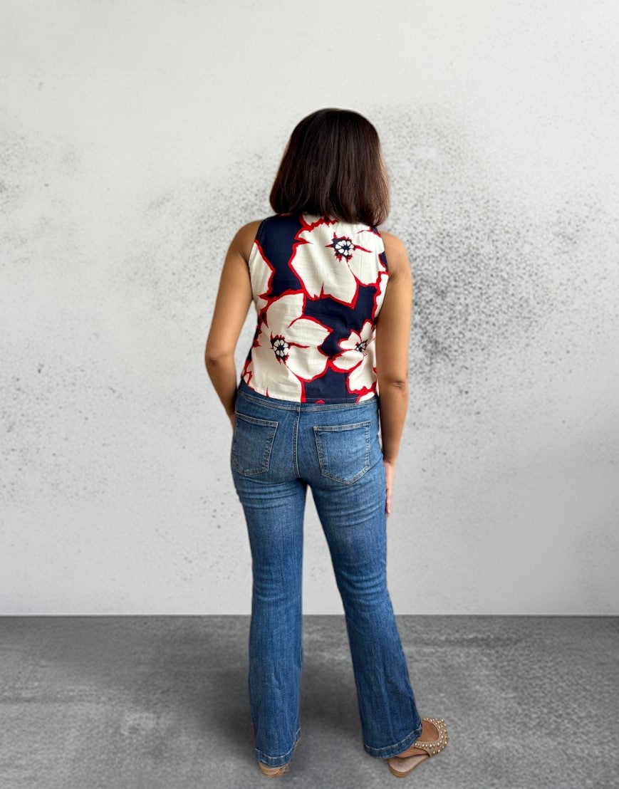 Floral Cotton Crop Top with V-Neck image 1