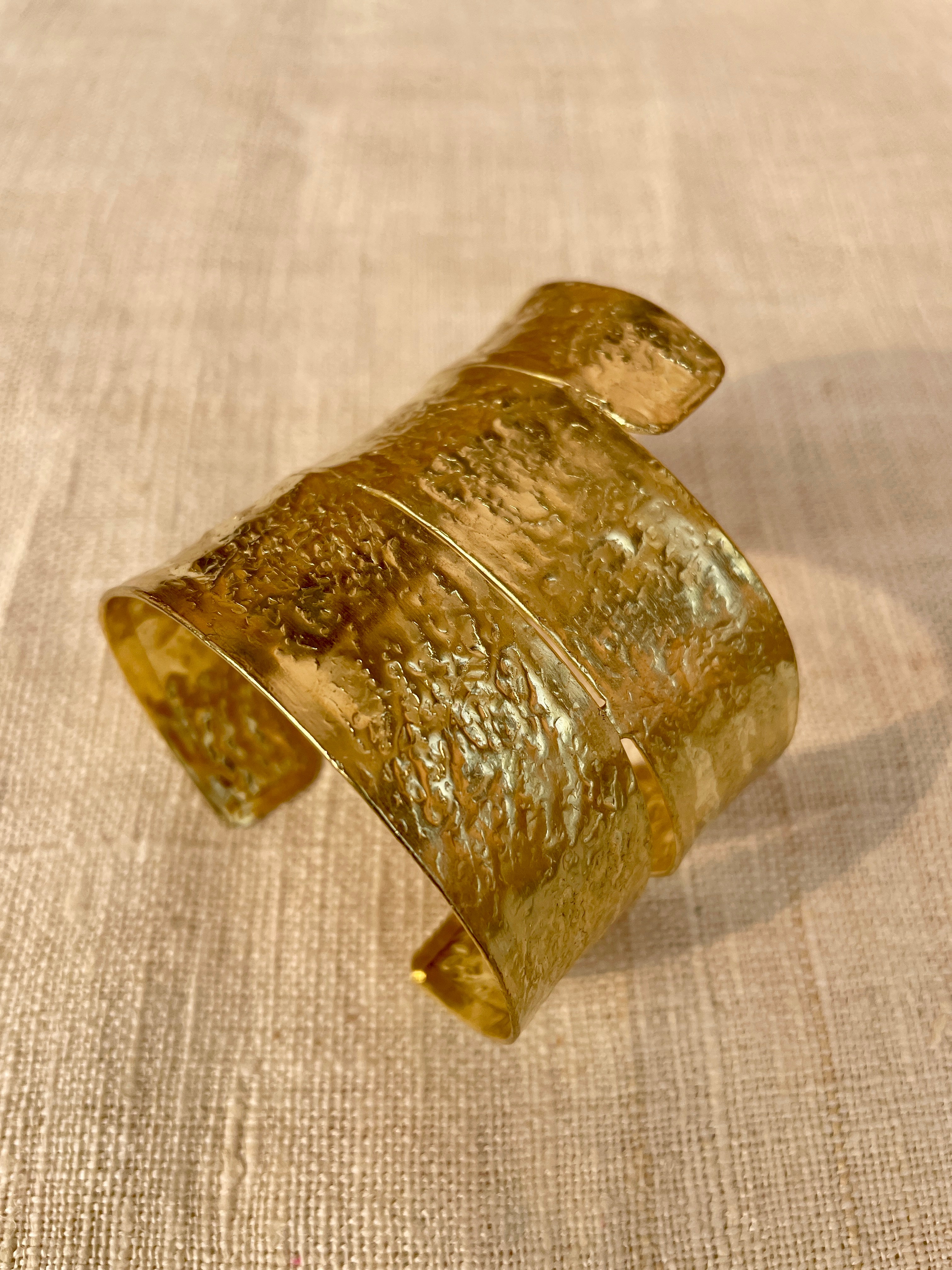Brass Metal Wide Statement Cuff Bracelet image 1