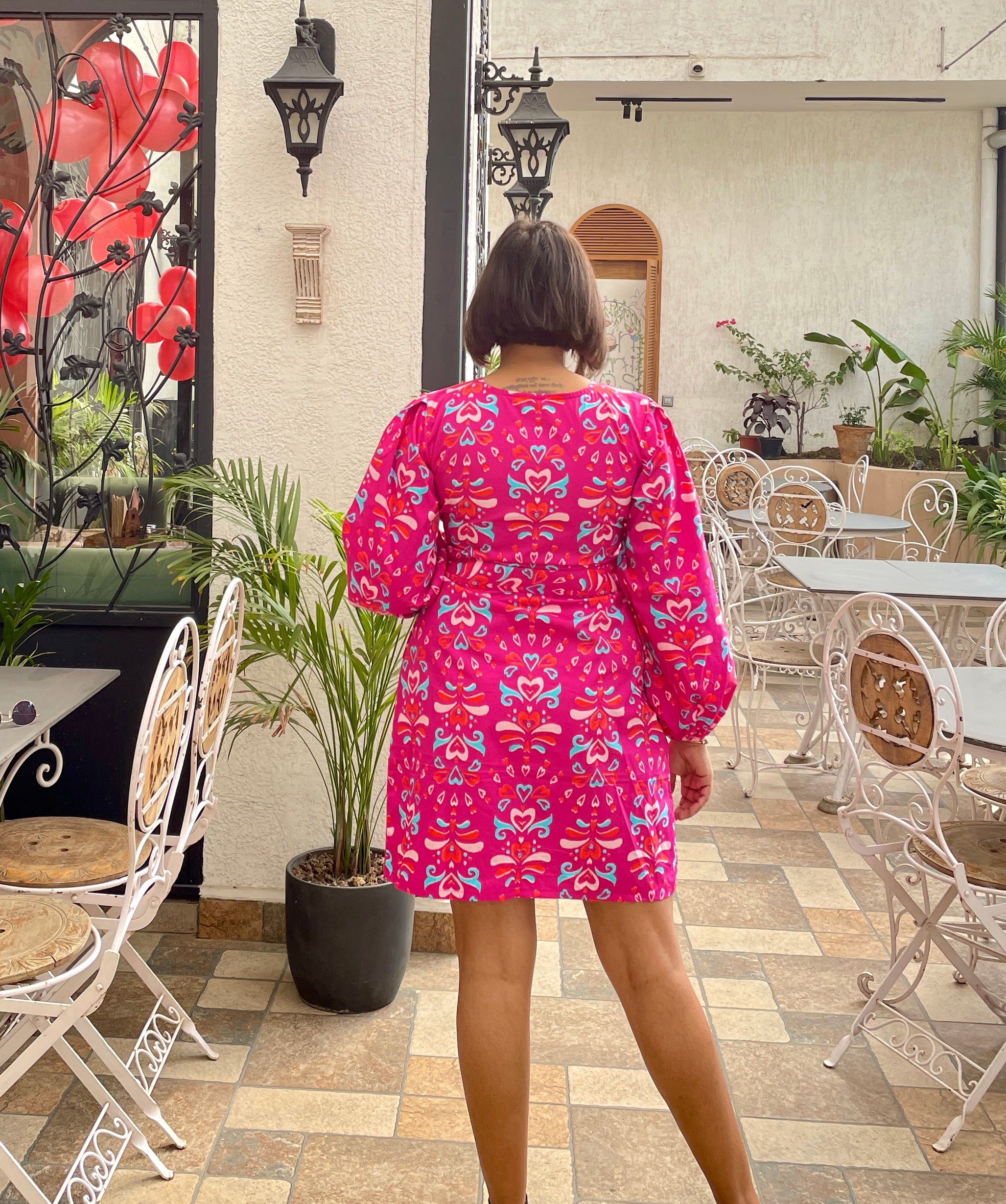 Pink Printed Wraparound Dress image 3