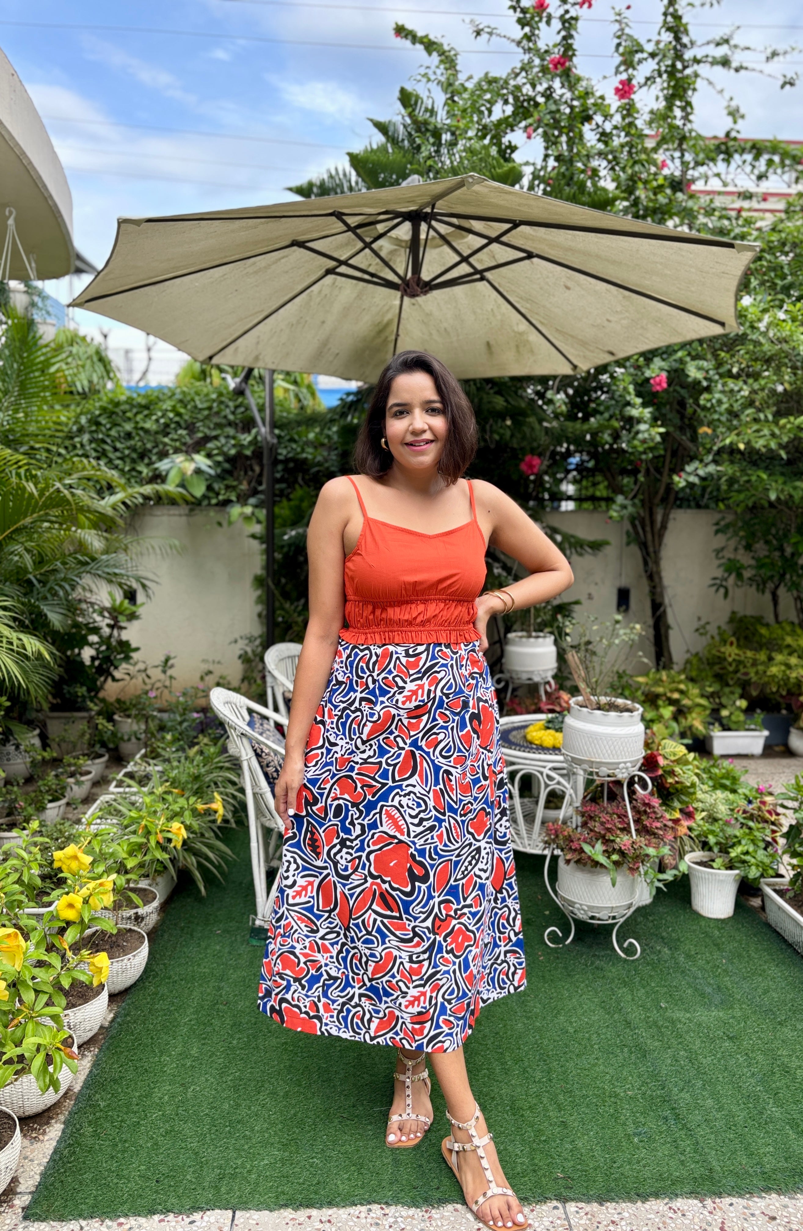 Floral Cotton A line Midi Skirt image 4