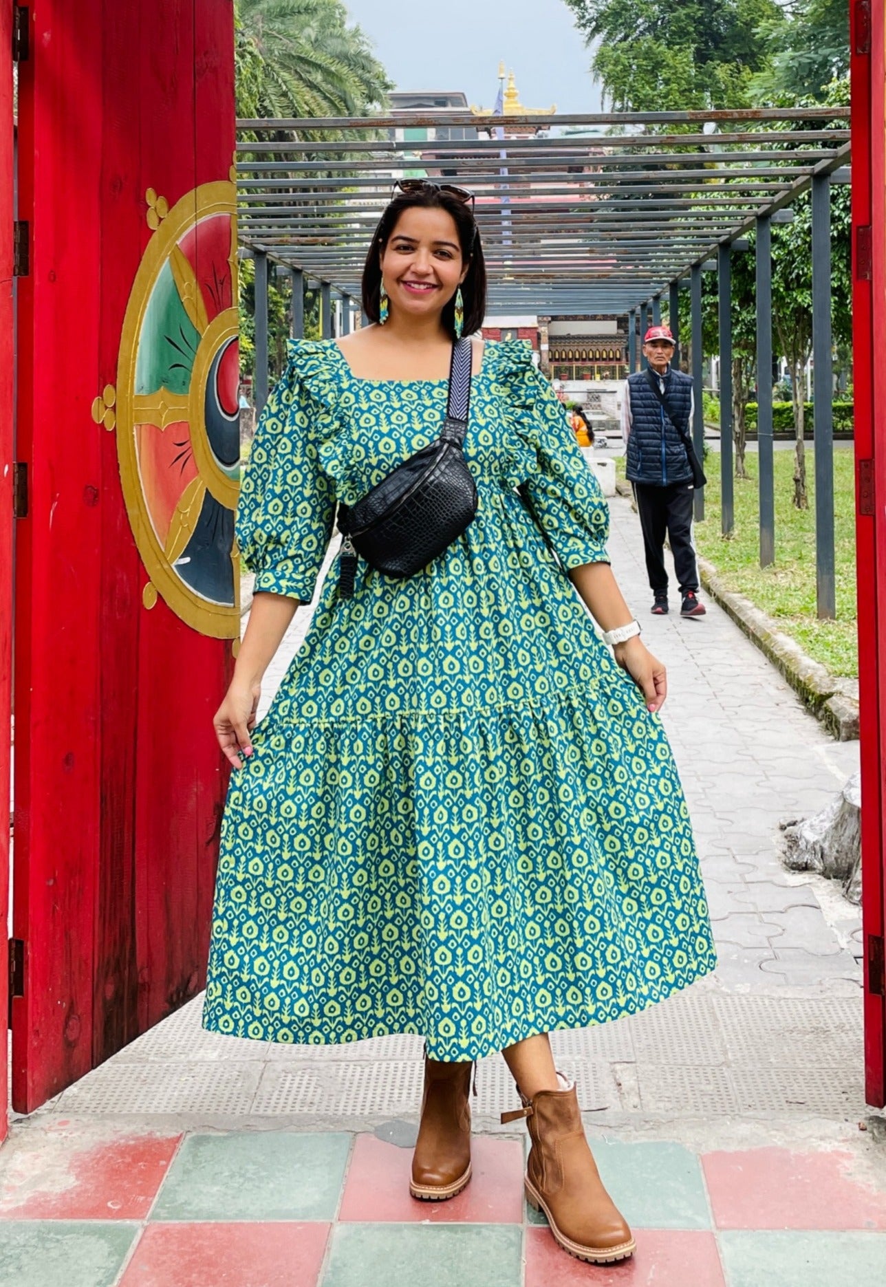 Green Blue Long Frill Dress image 0