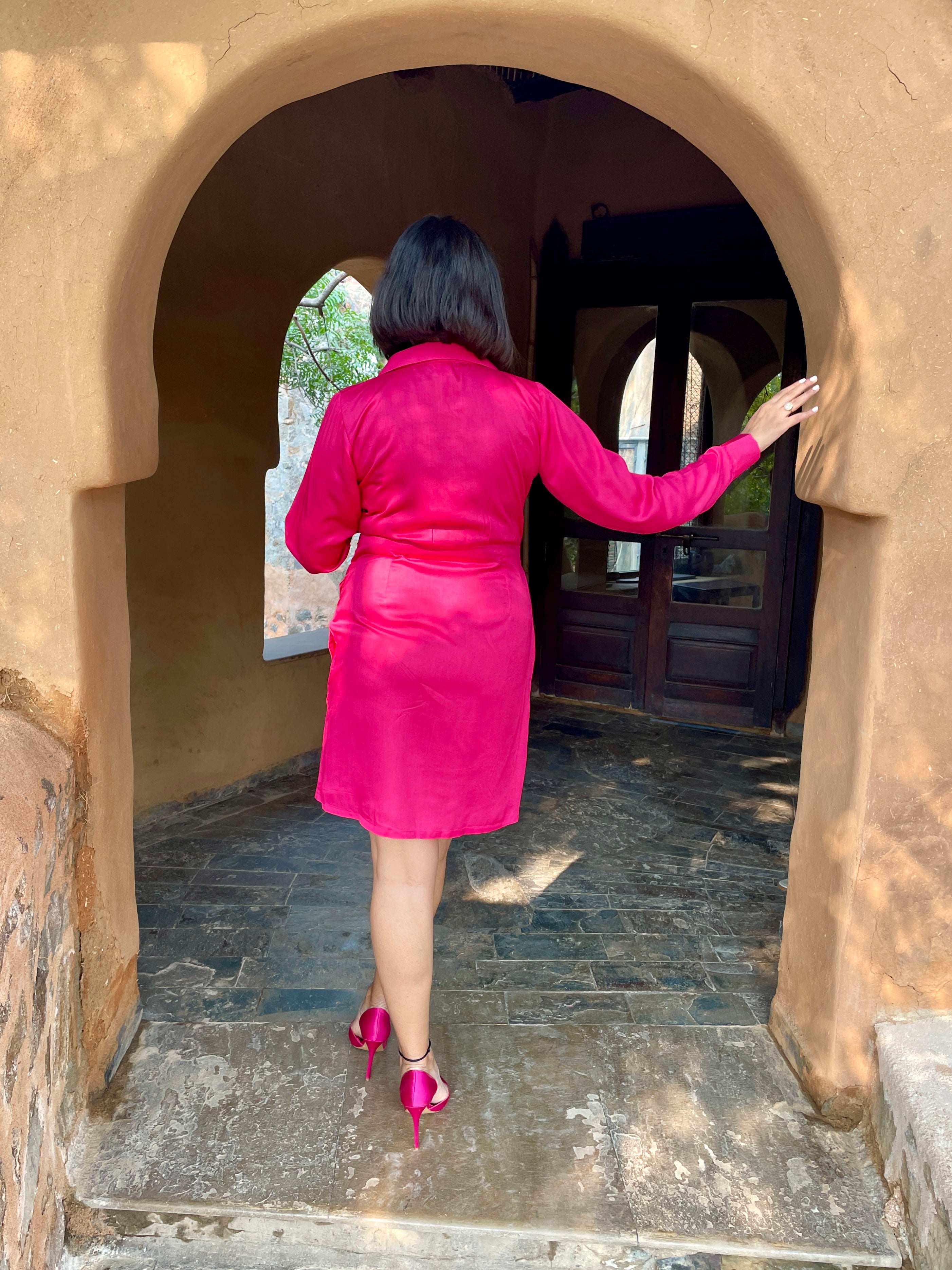 Magenta Satin Dress image 2