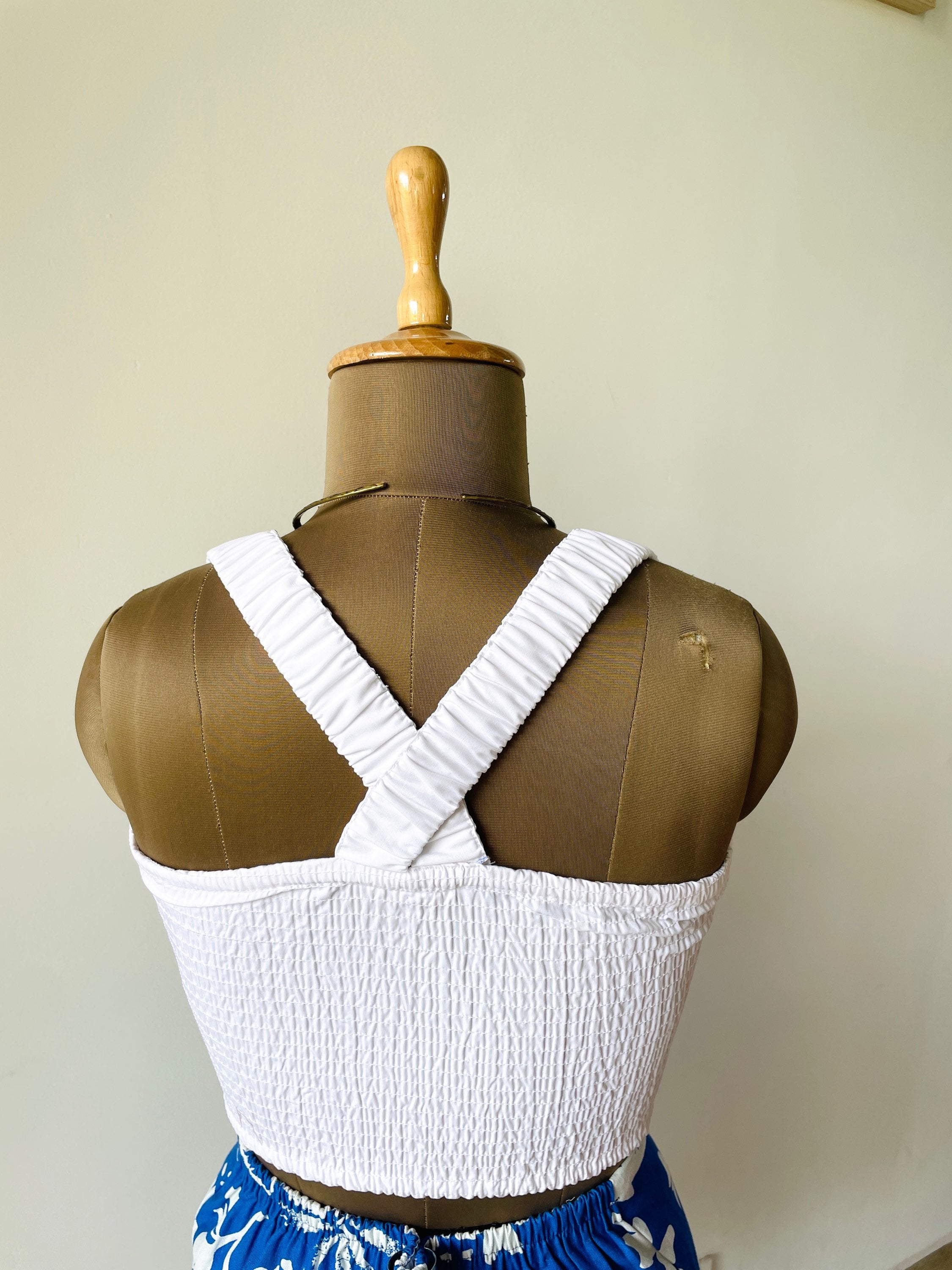 White Smocked Crop Top image 2