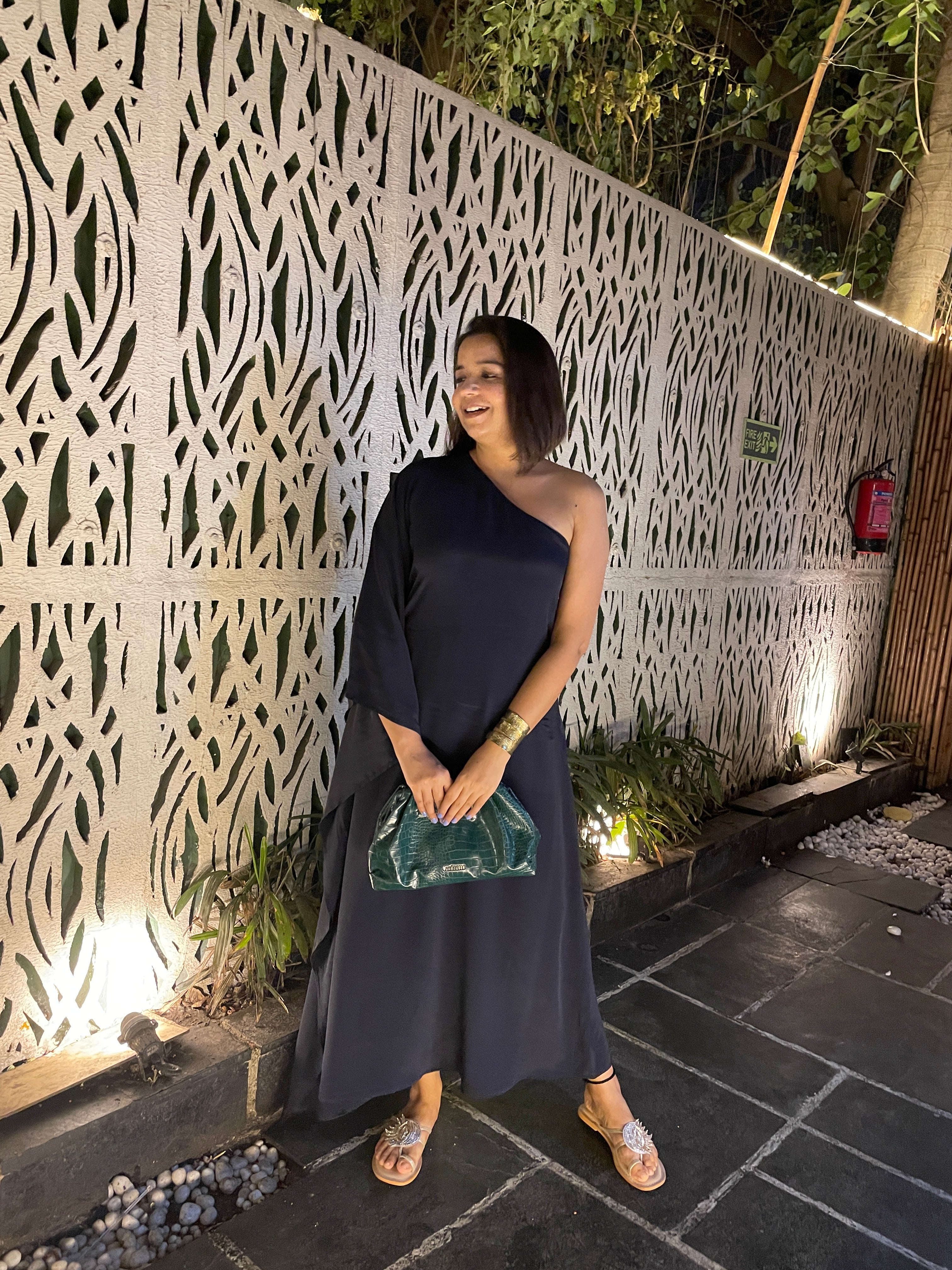 Navy Blue One Shoulder Kaftan image 4