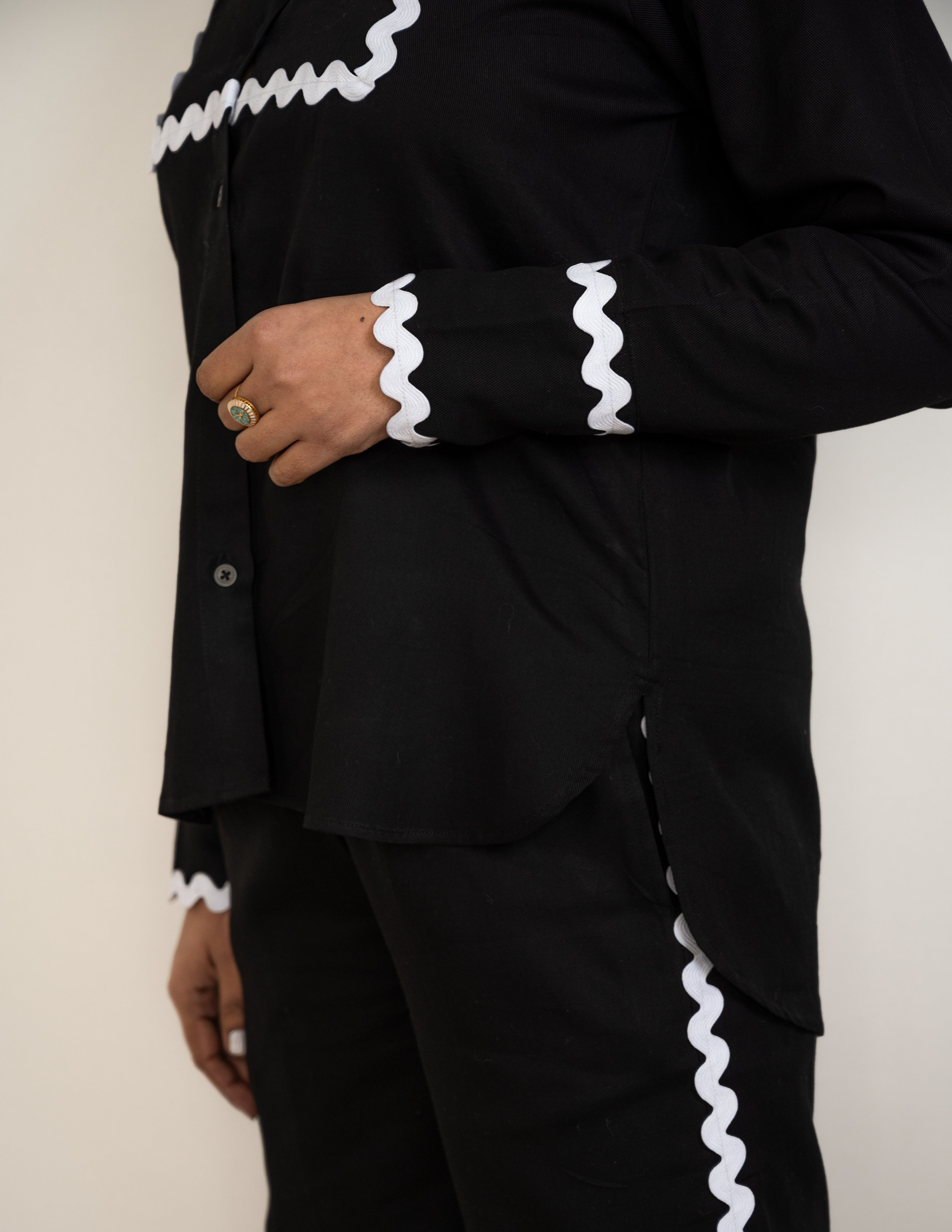 Black Lace Boyfriend Fit shirt image 3