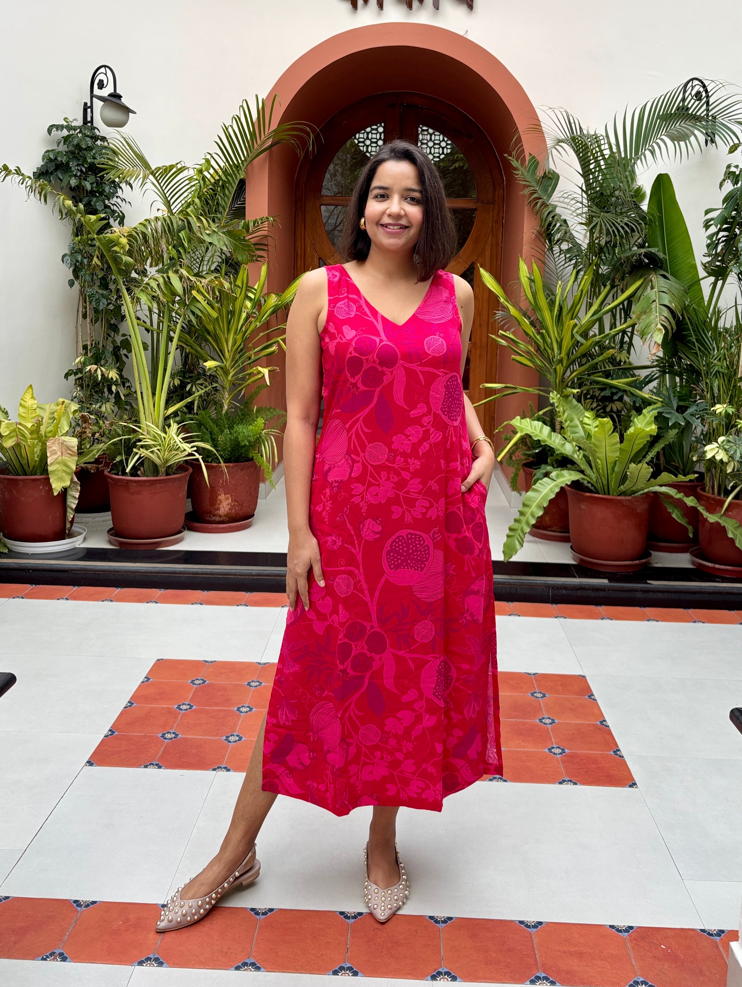 Pomegranate Midi Dress