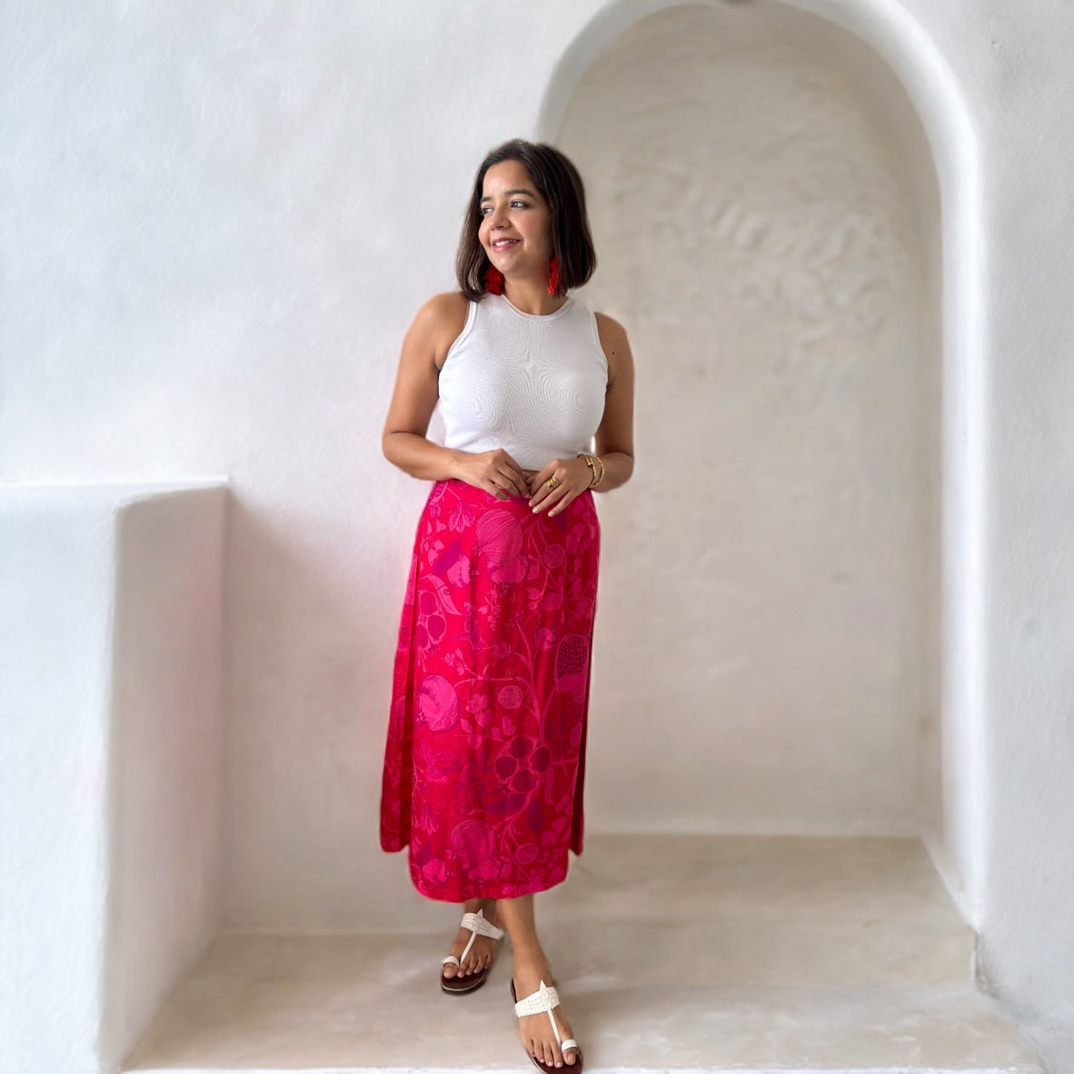 Pomegranate A- Line Midi Skirt image 0