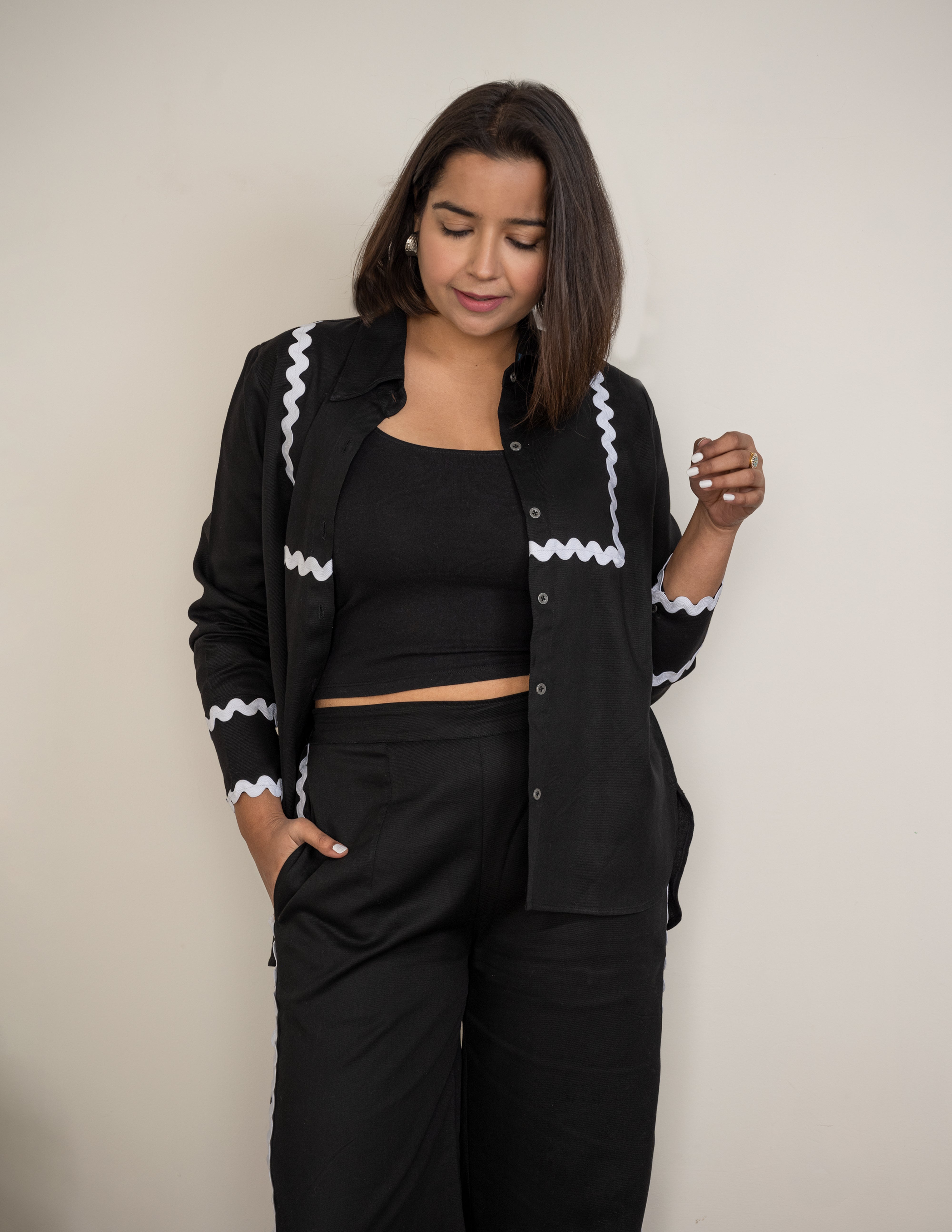 Black Lace Boyfriend Fit shirt image 2