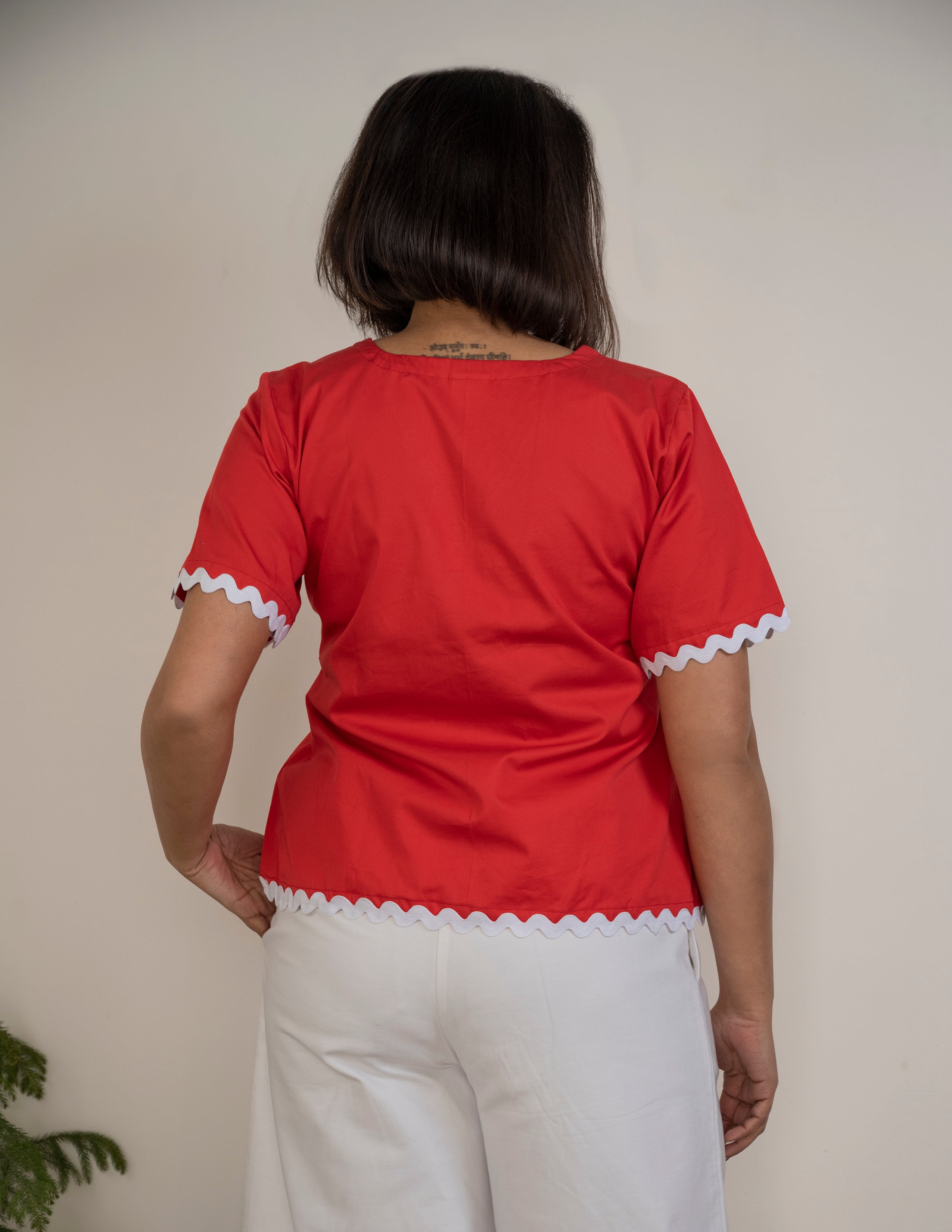 Rust Red Solid Lace Top image 2