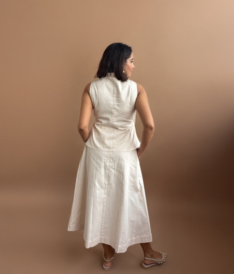 Beige Wrap Top with Lapel Collar & Crochet Detail image 1