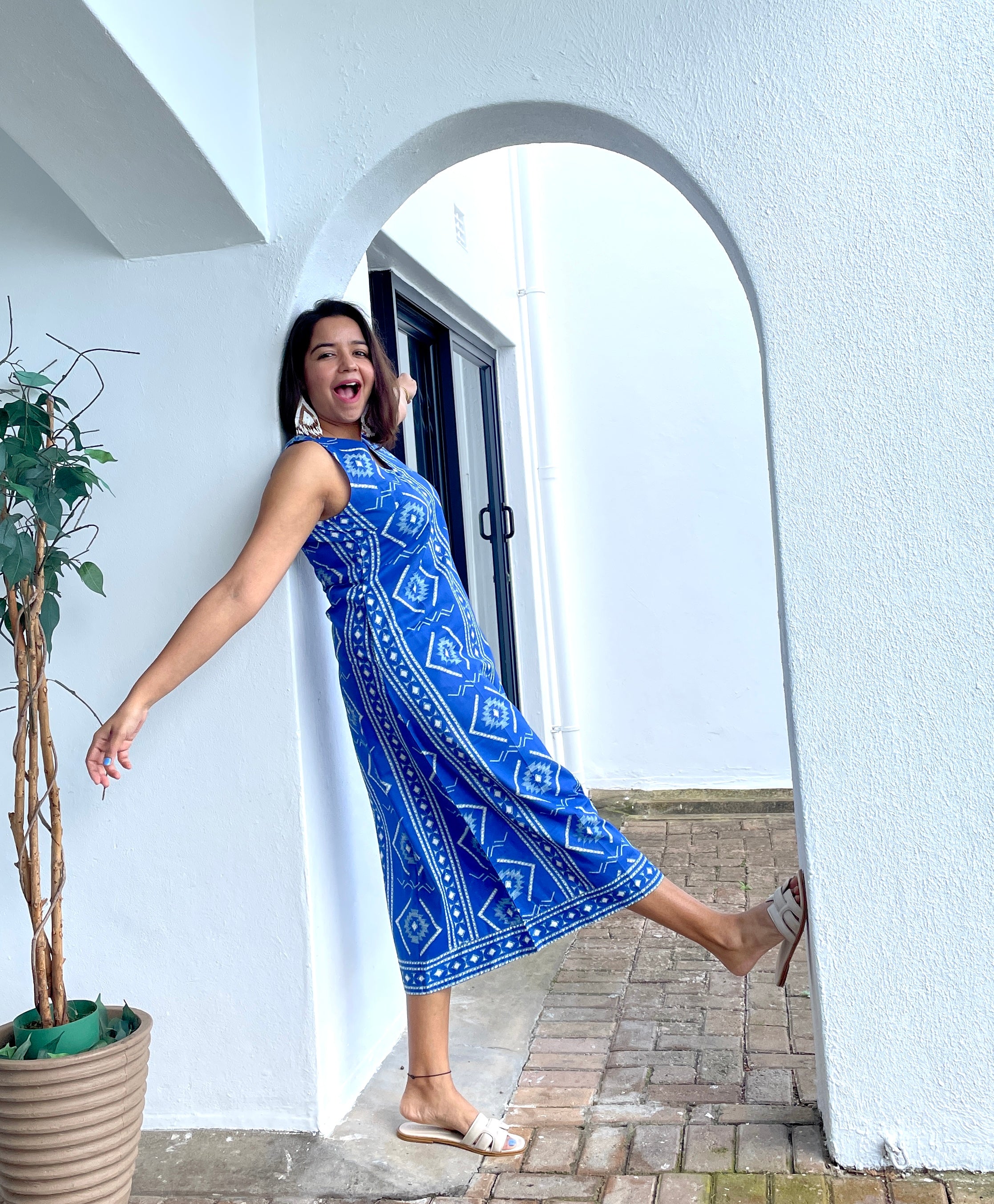 Blue Halter Midi Dress image 8