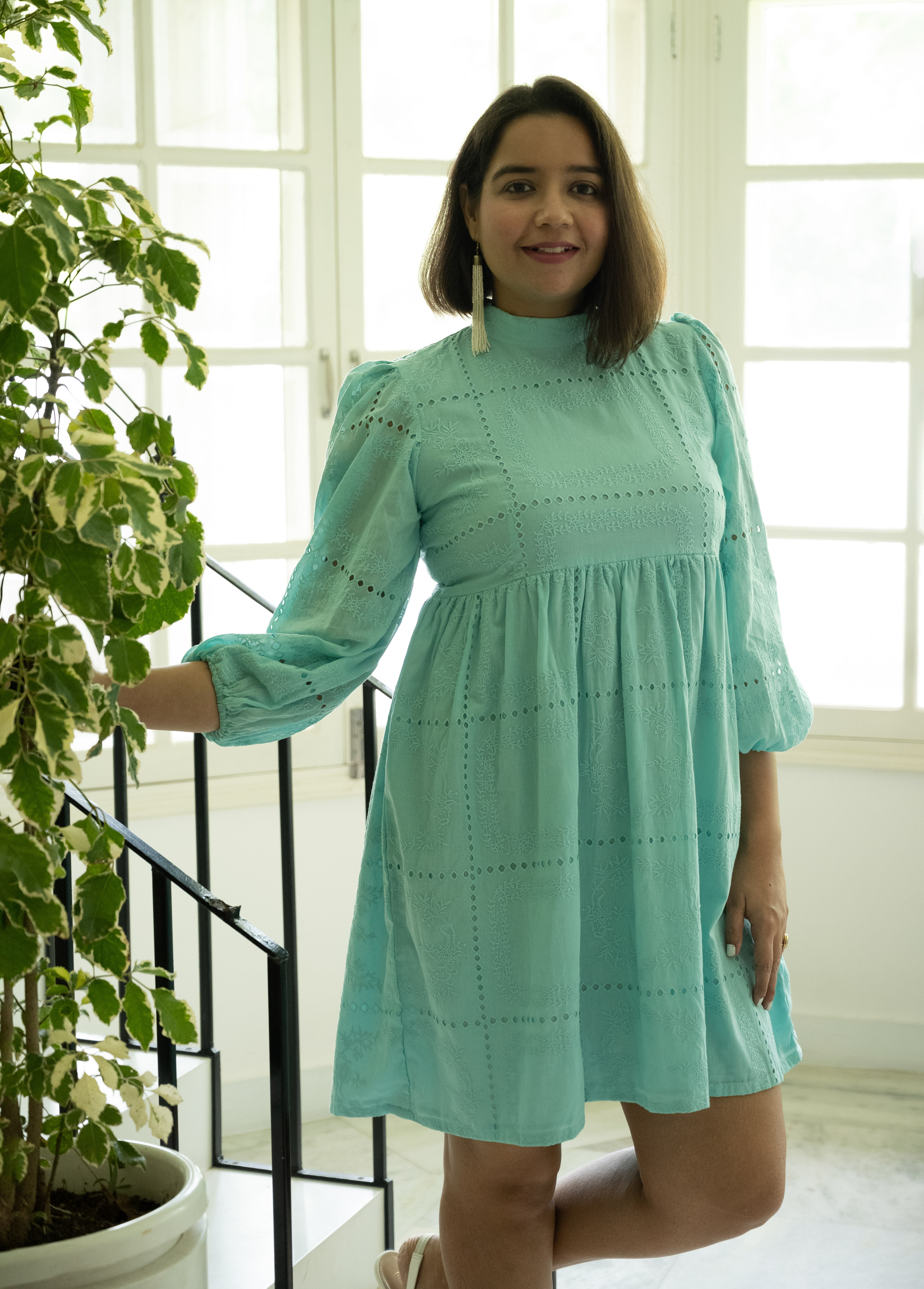 Aqua Schiffli Dress image 5