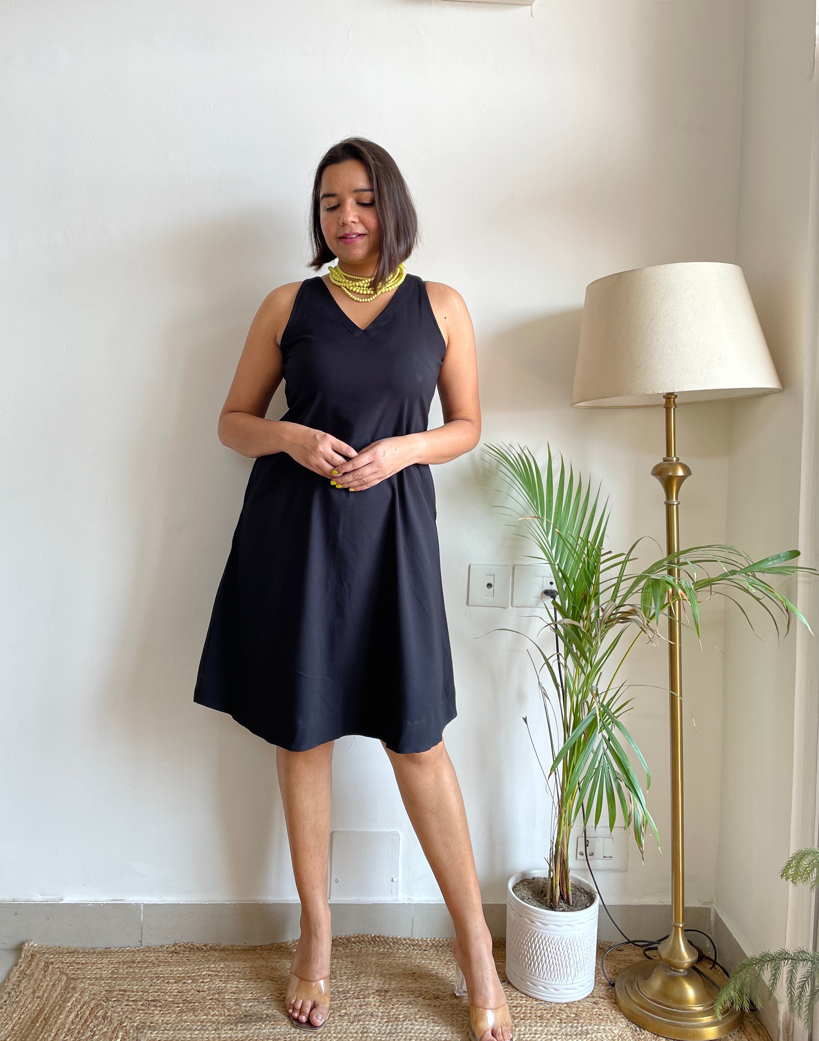 Solid Black Short Dress image 4