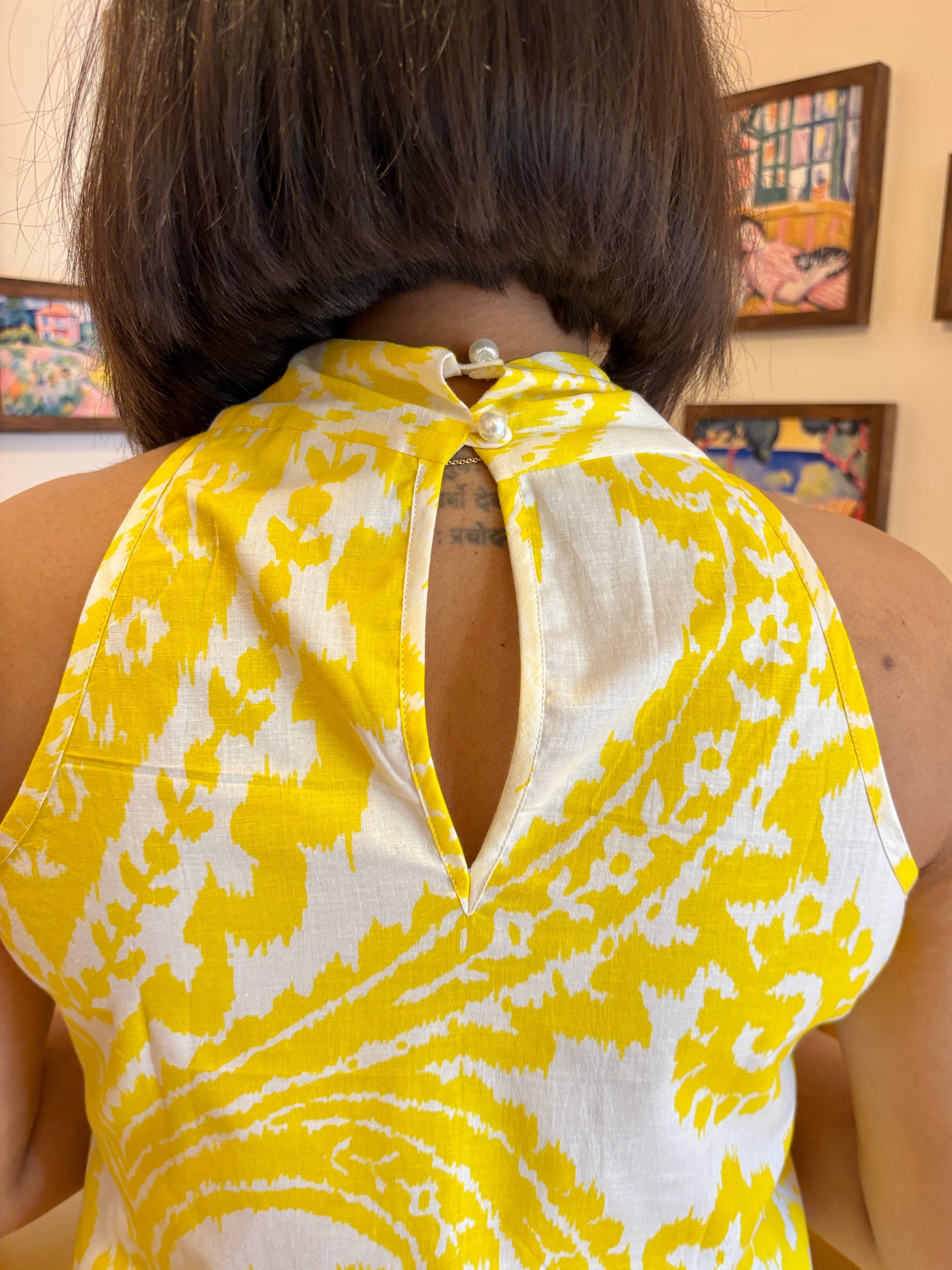 Yellow Twist Halter Cotton Top