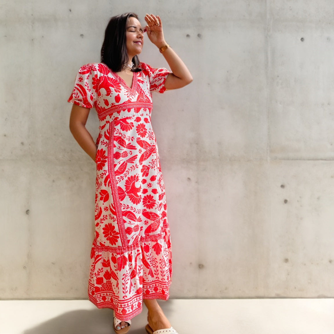 Bird Print Frill Dress image 1