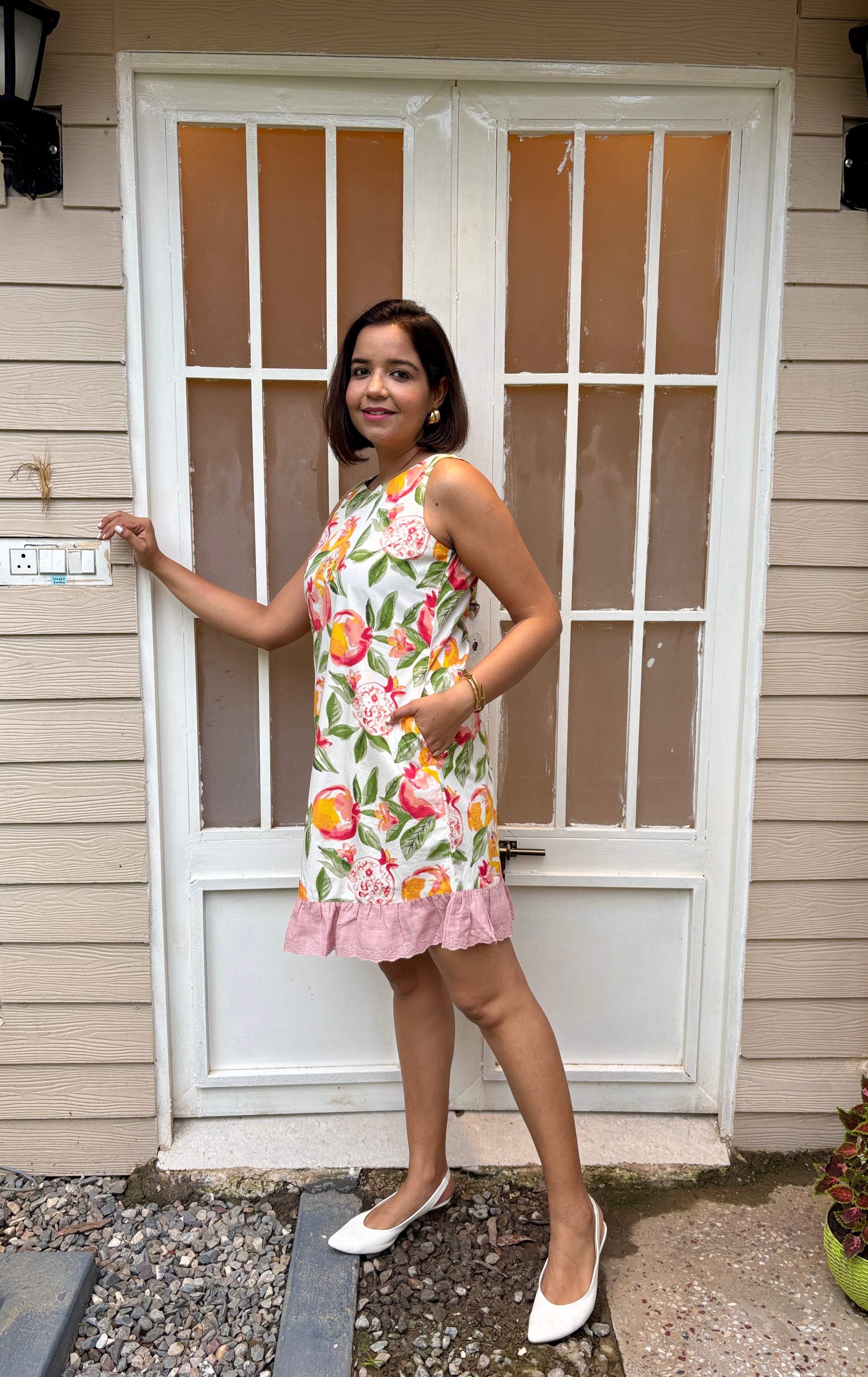 Tropical Peach Blossom Cotton Lace Dress image 2