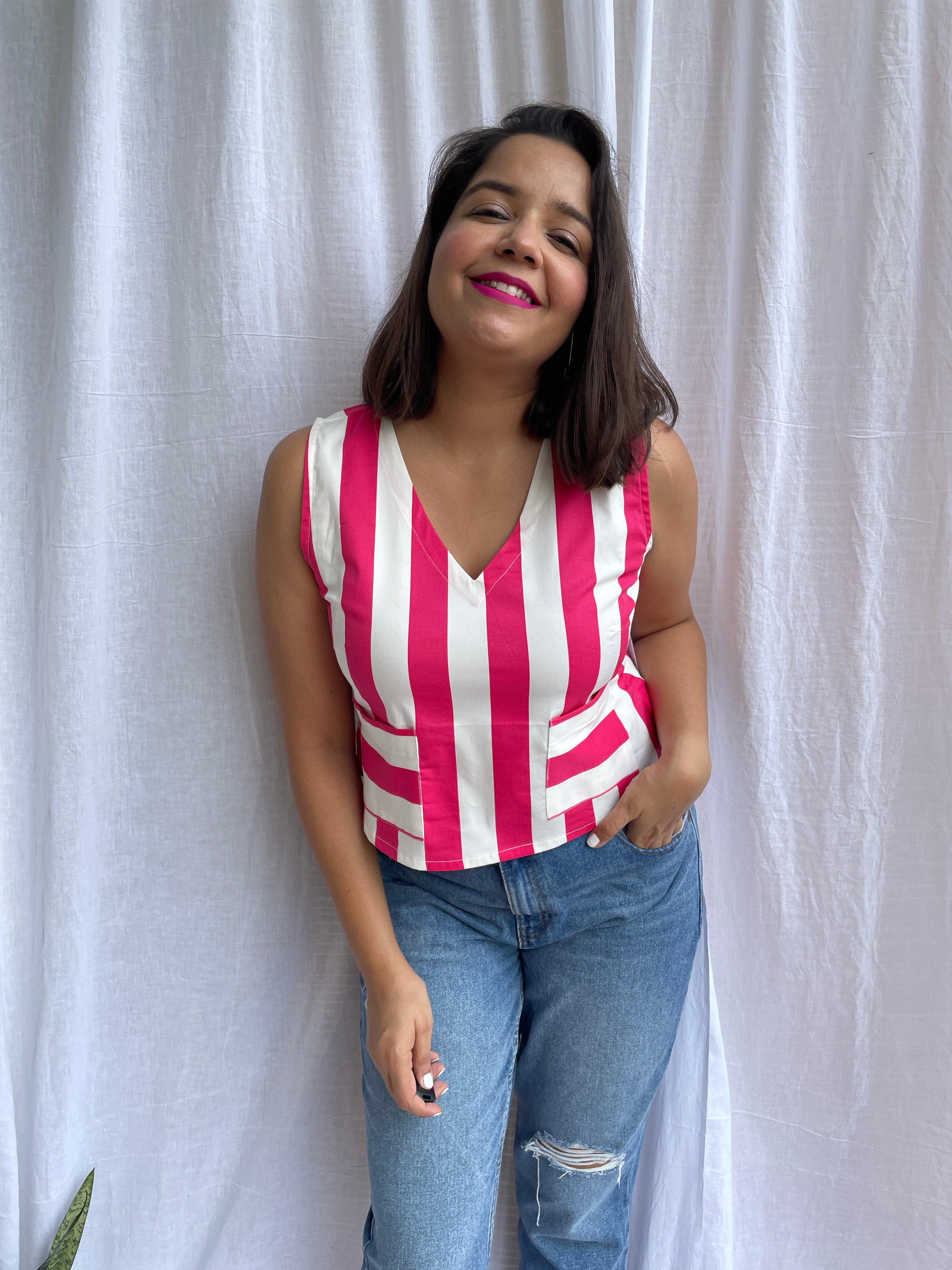 Pink Stripe Top image 3