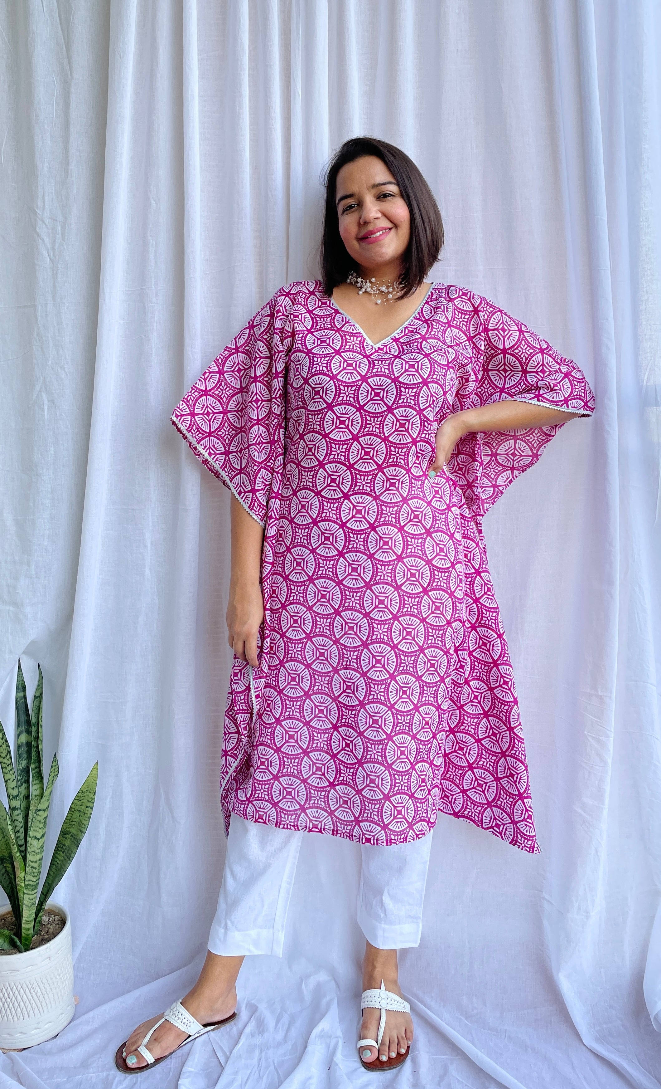 Purple Kaftan Kurta Set image 1