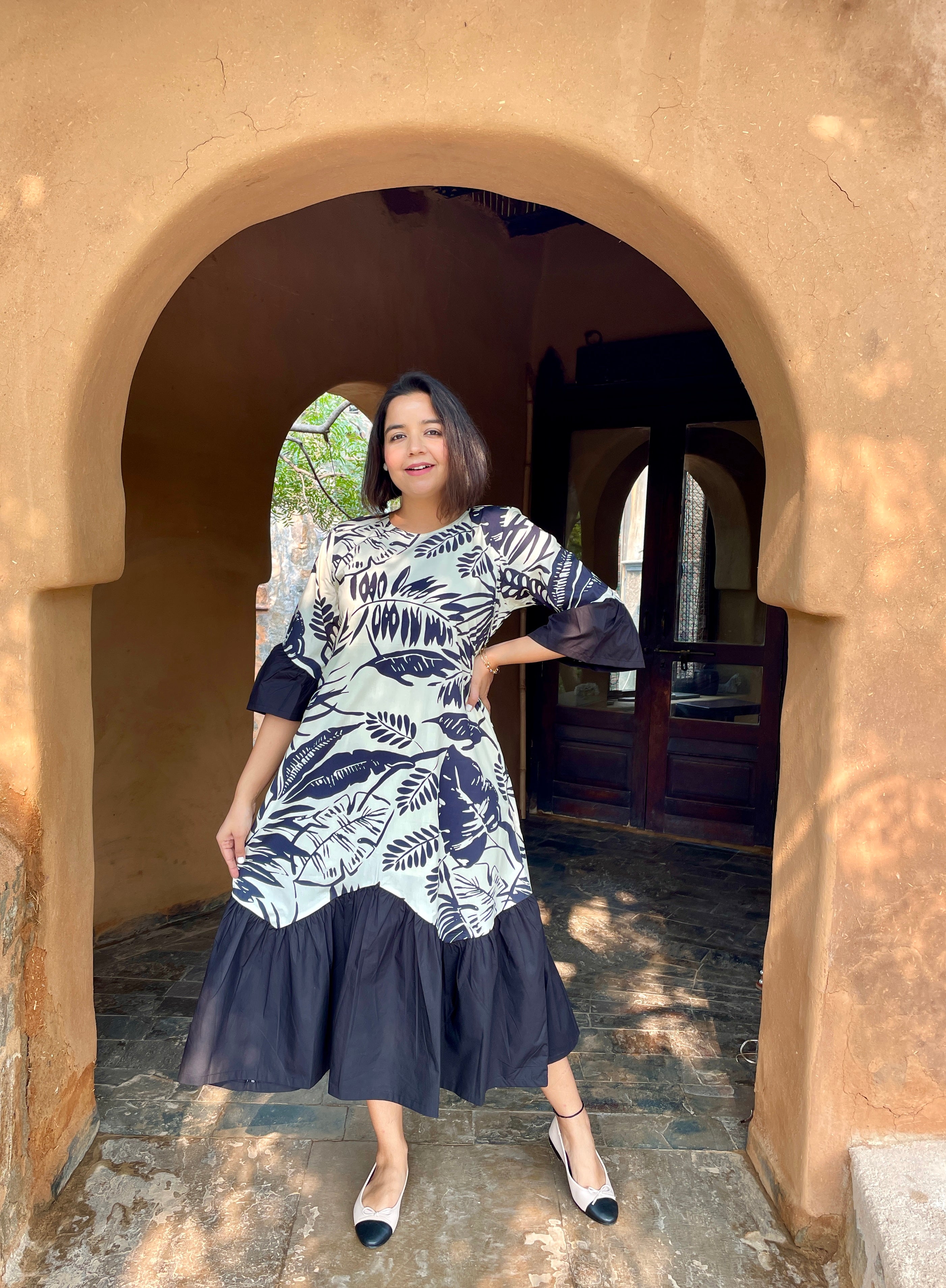 Printed Zigzag Midi Dress image 0