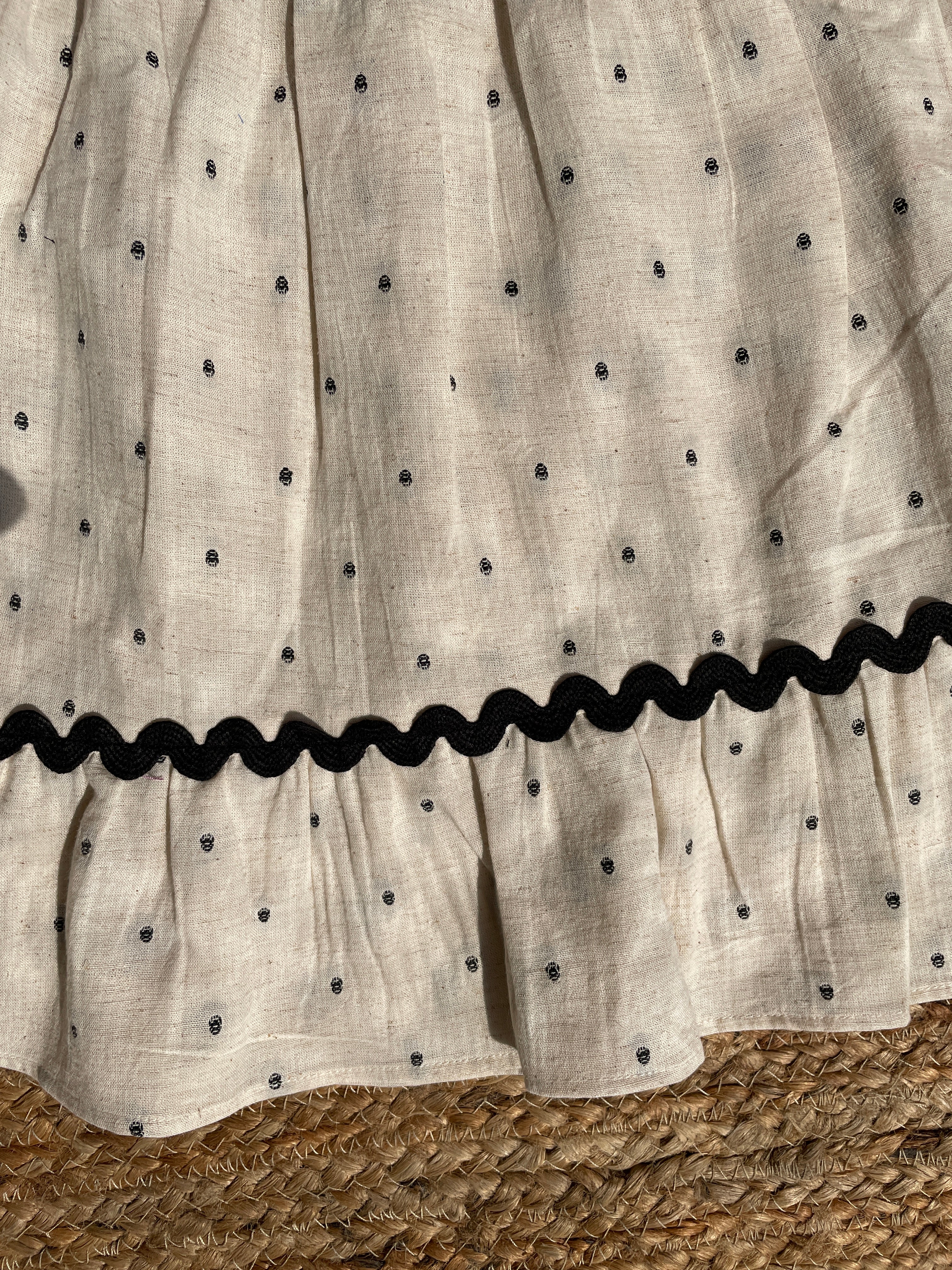 Beige Butta Cotton Kids Dress image 3