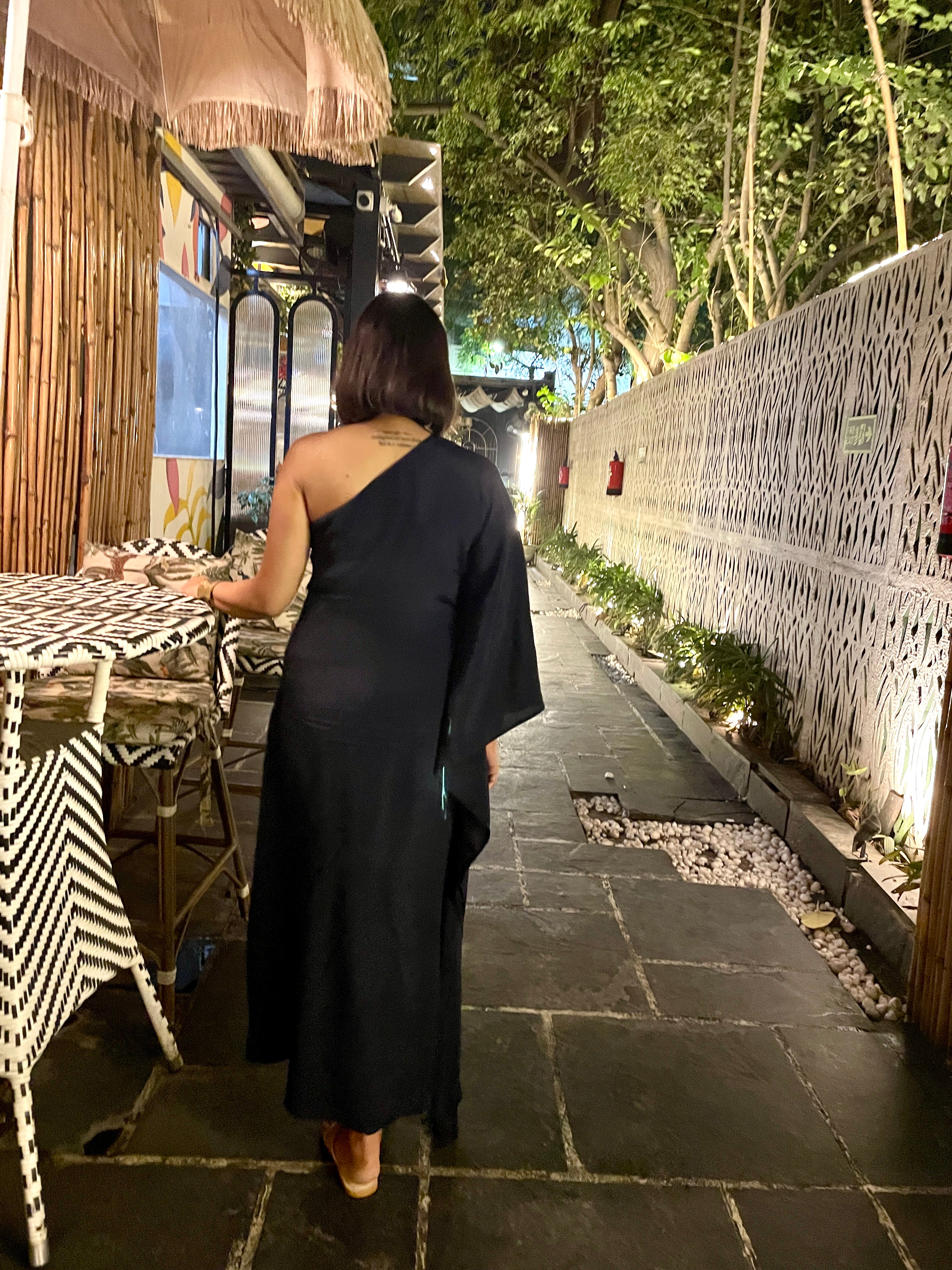 Navy Blue One Shoulder Kaftan image 3