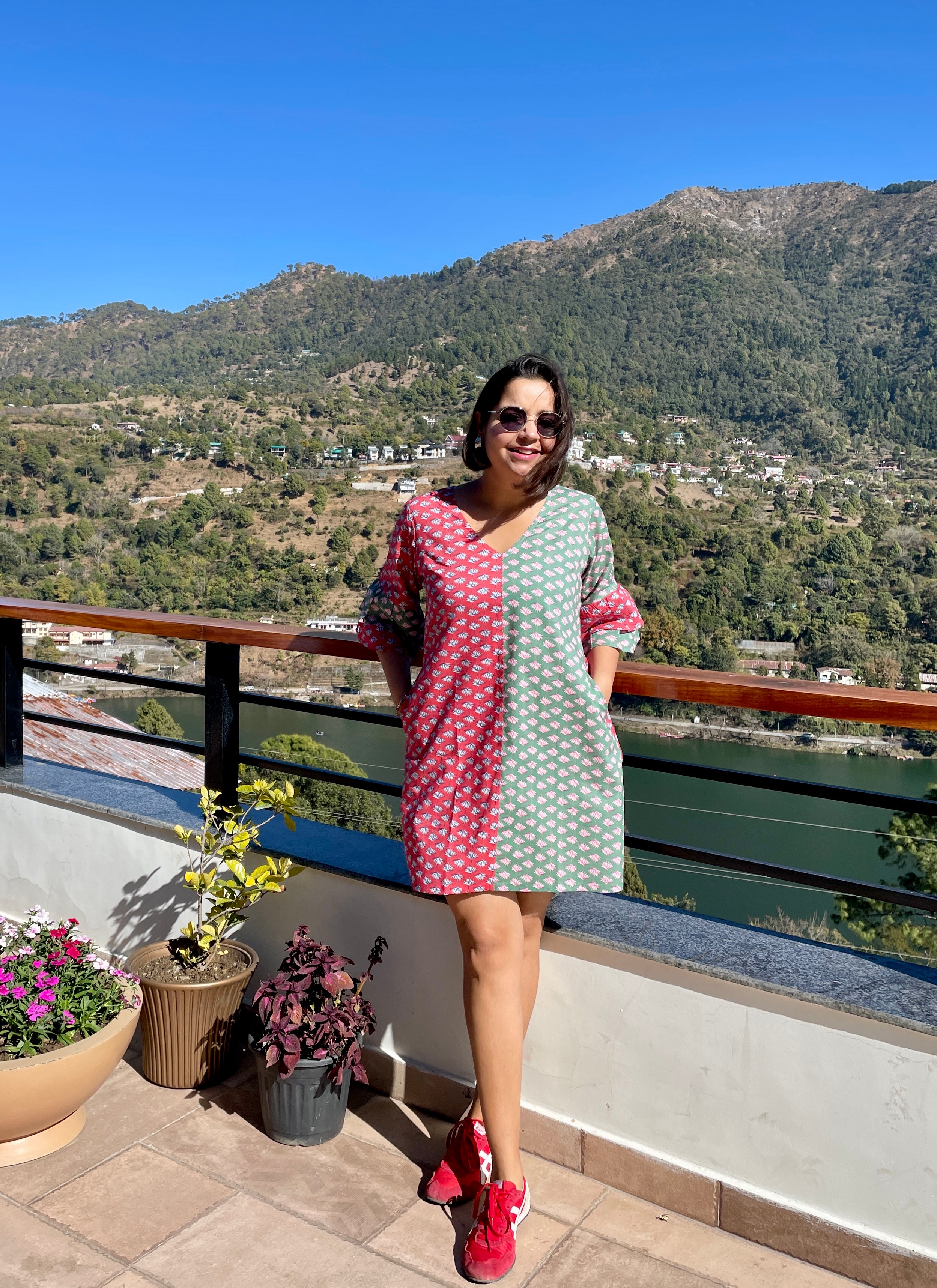 Red Green Shift Dress image 2