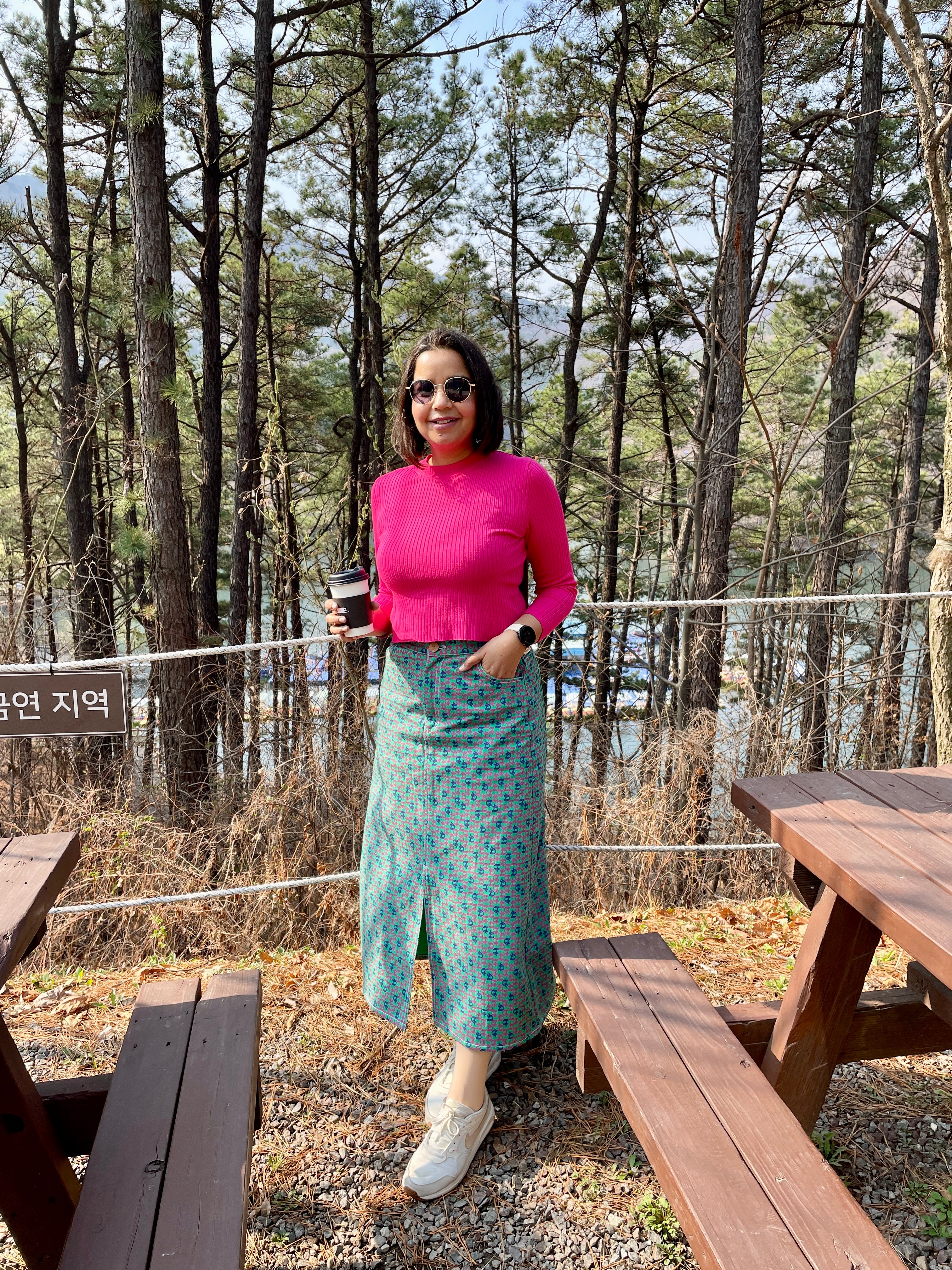 Green Quirky Print Midi Skirt image 1