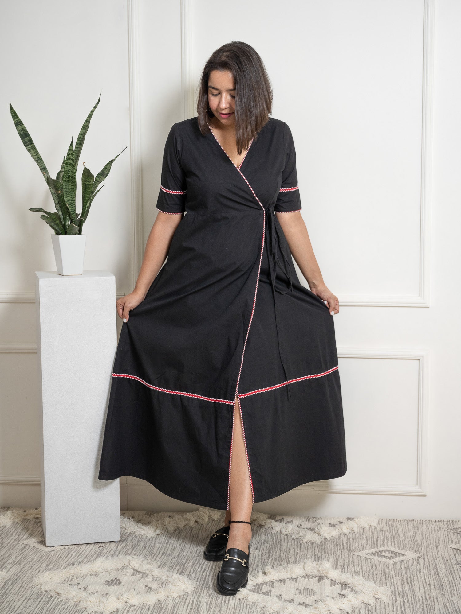 Black Wraparound Maxi Dress image 4