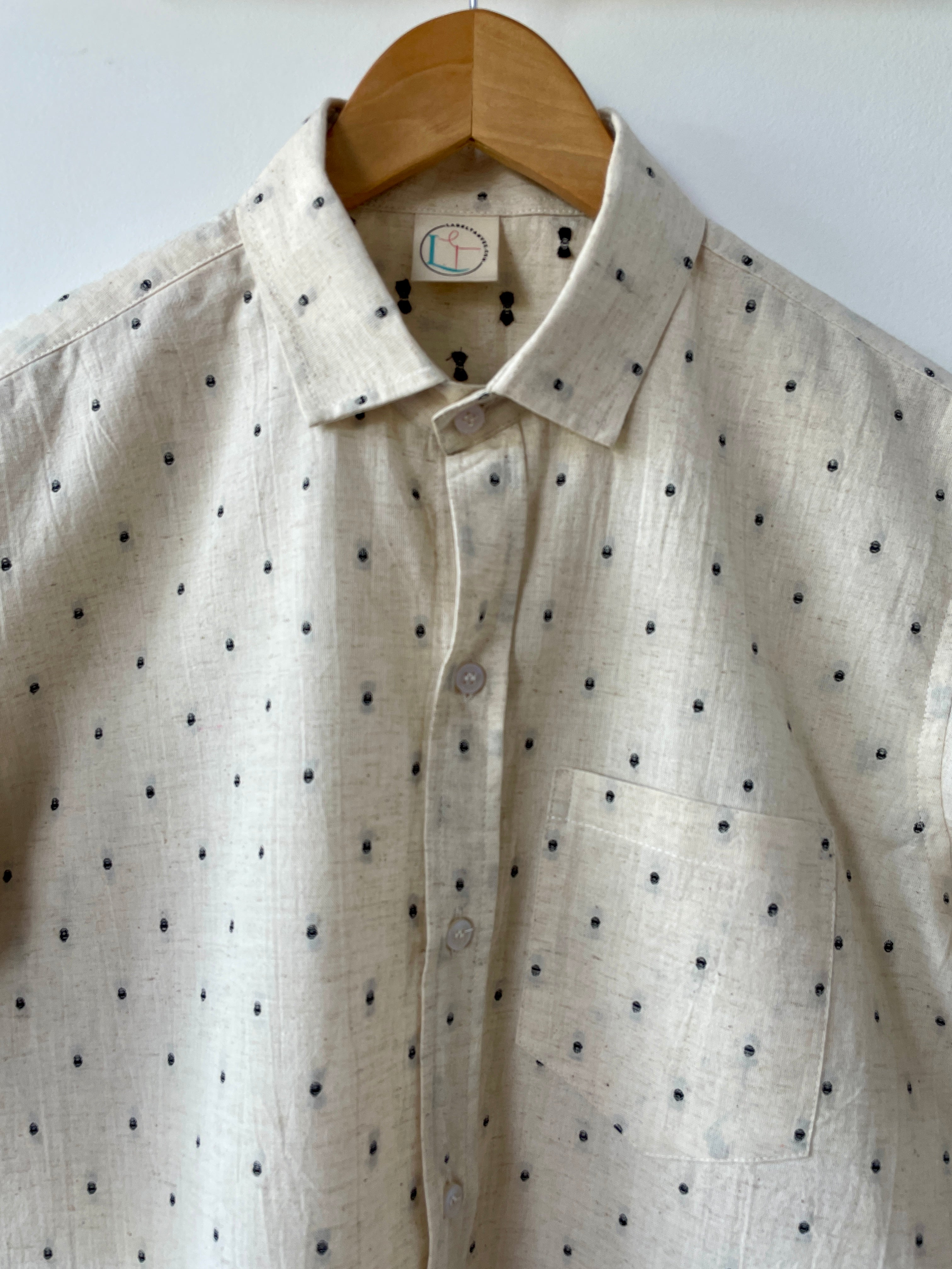 Beige Butta Cotton Men Shirt image 2