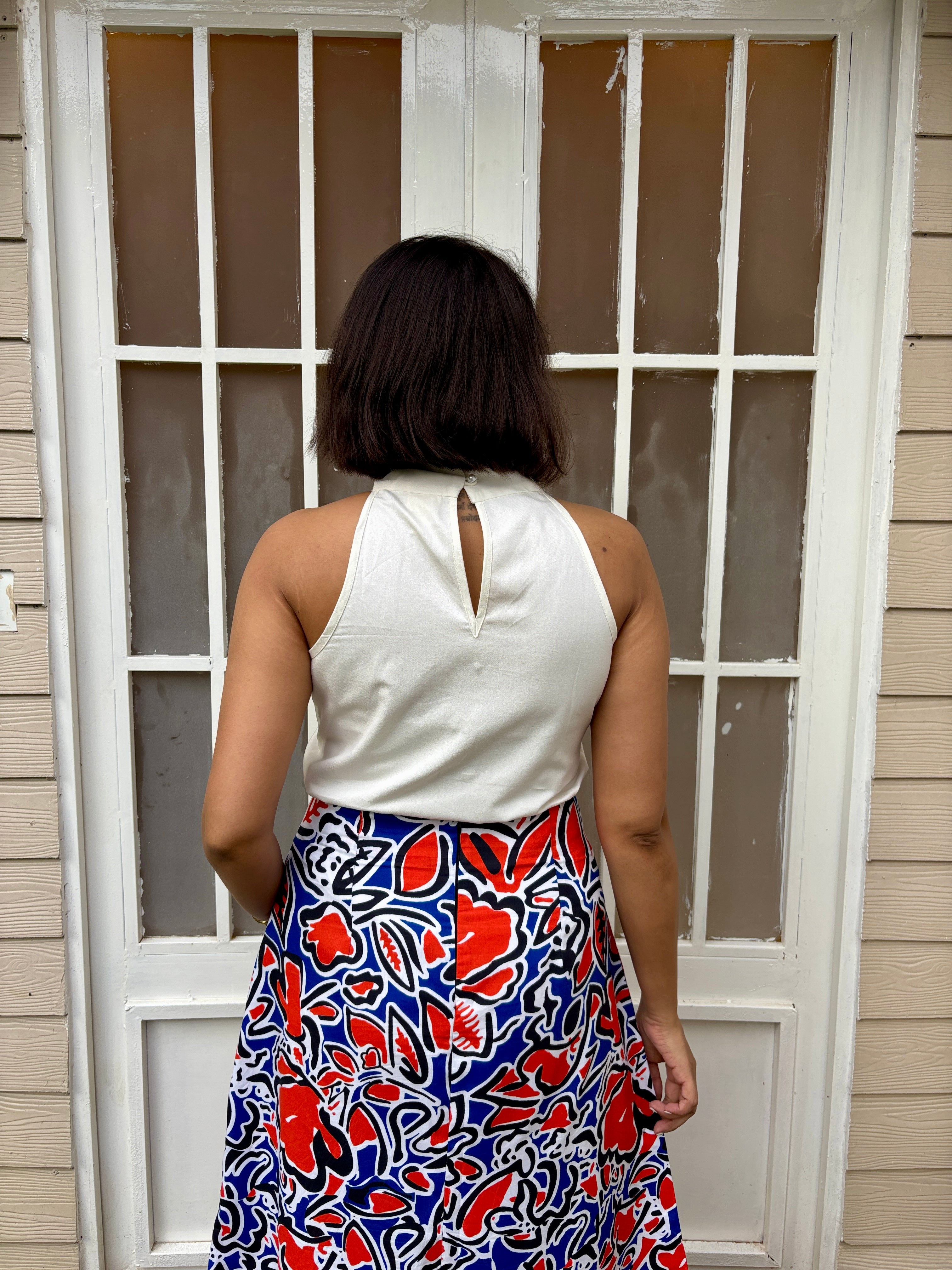 Ivory Halter & Floral Splash Skirt Coord Set image 1