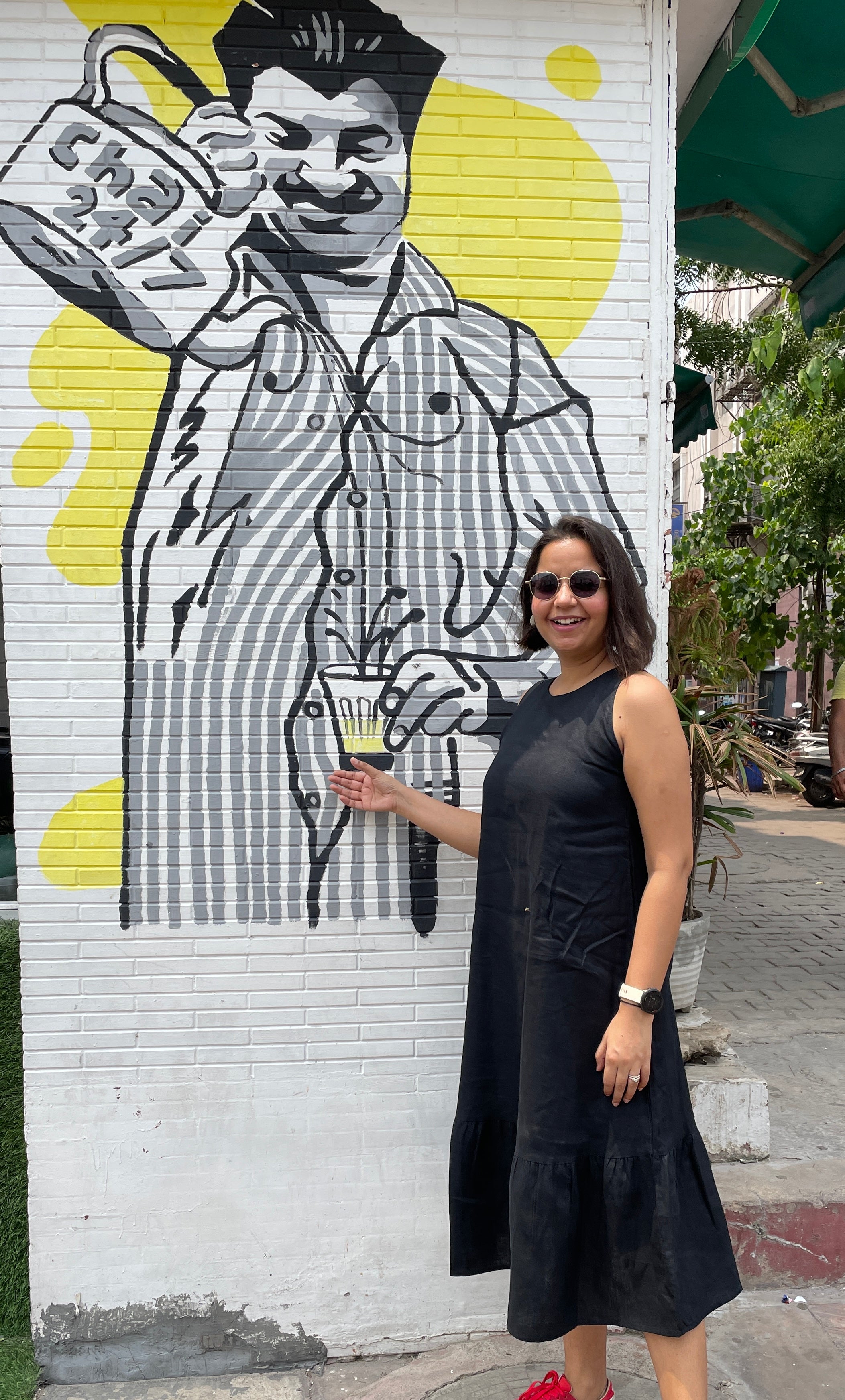 Linen Black A- Line Midi Dress image 3