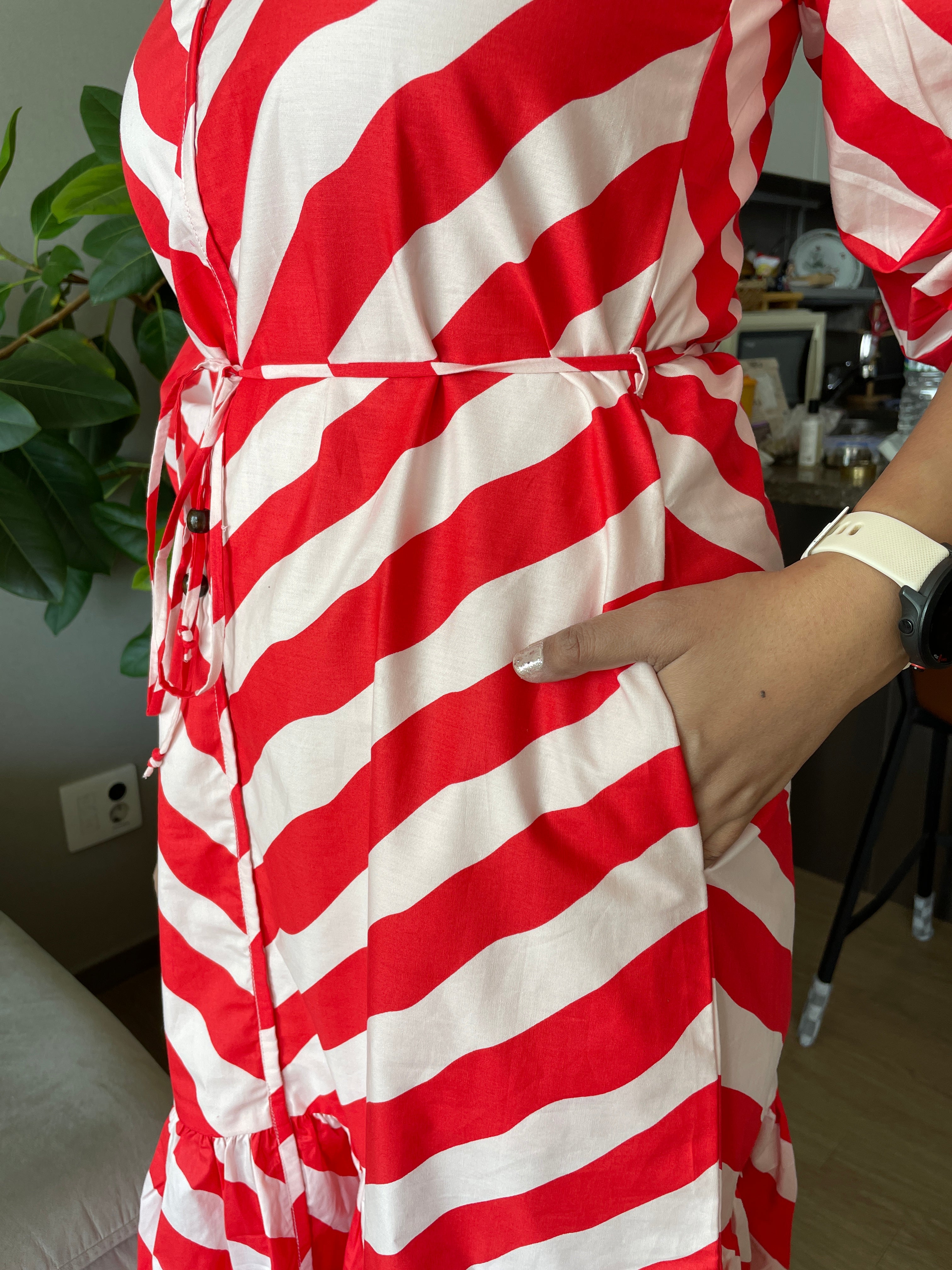 Red and White Stripe Dress image 7