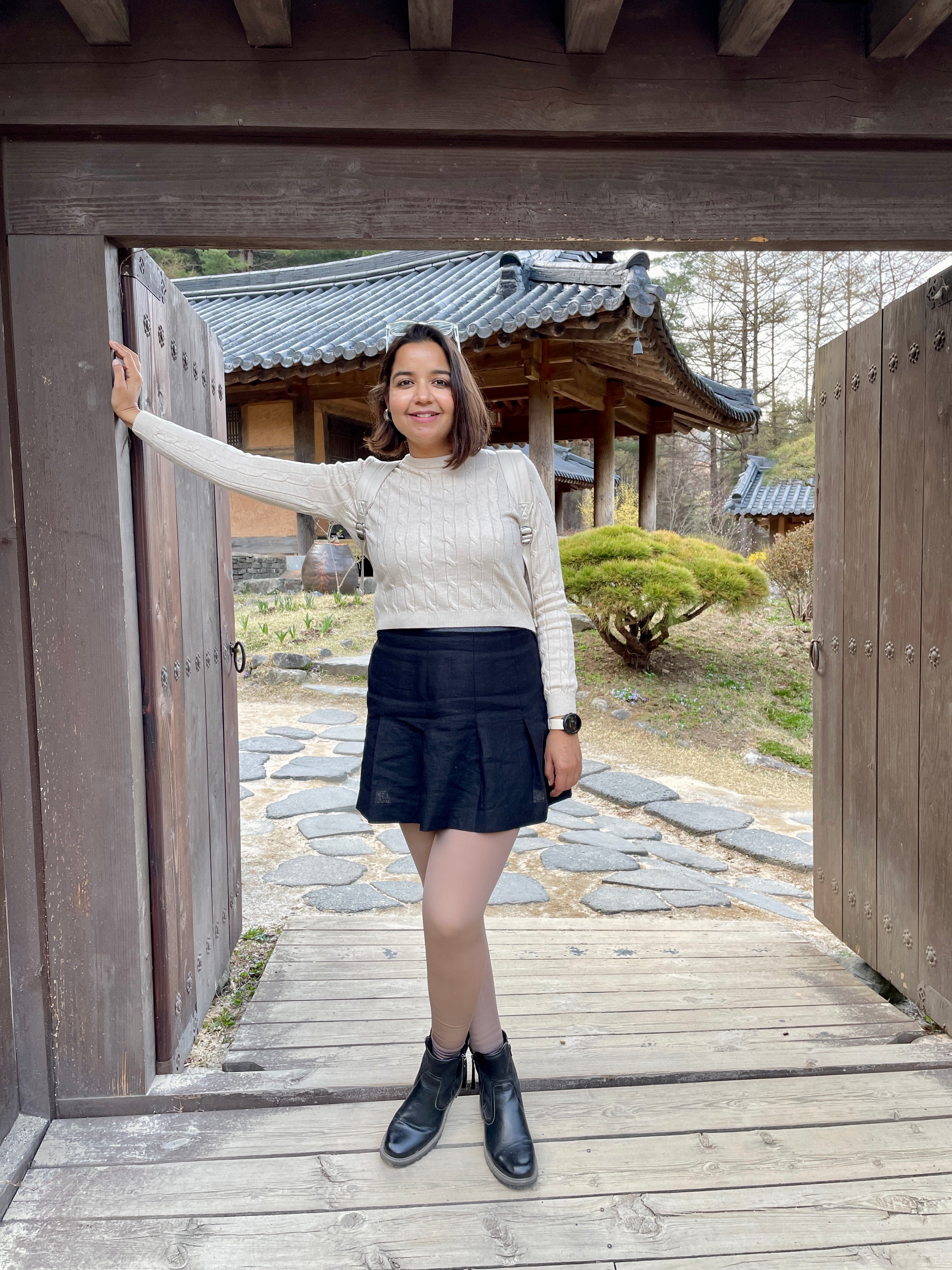 Linen Black Mini Skirt image 1