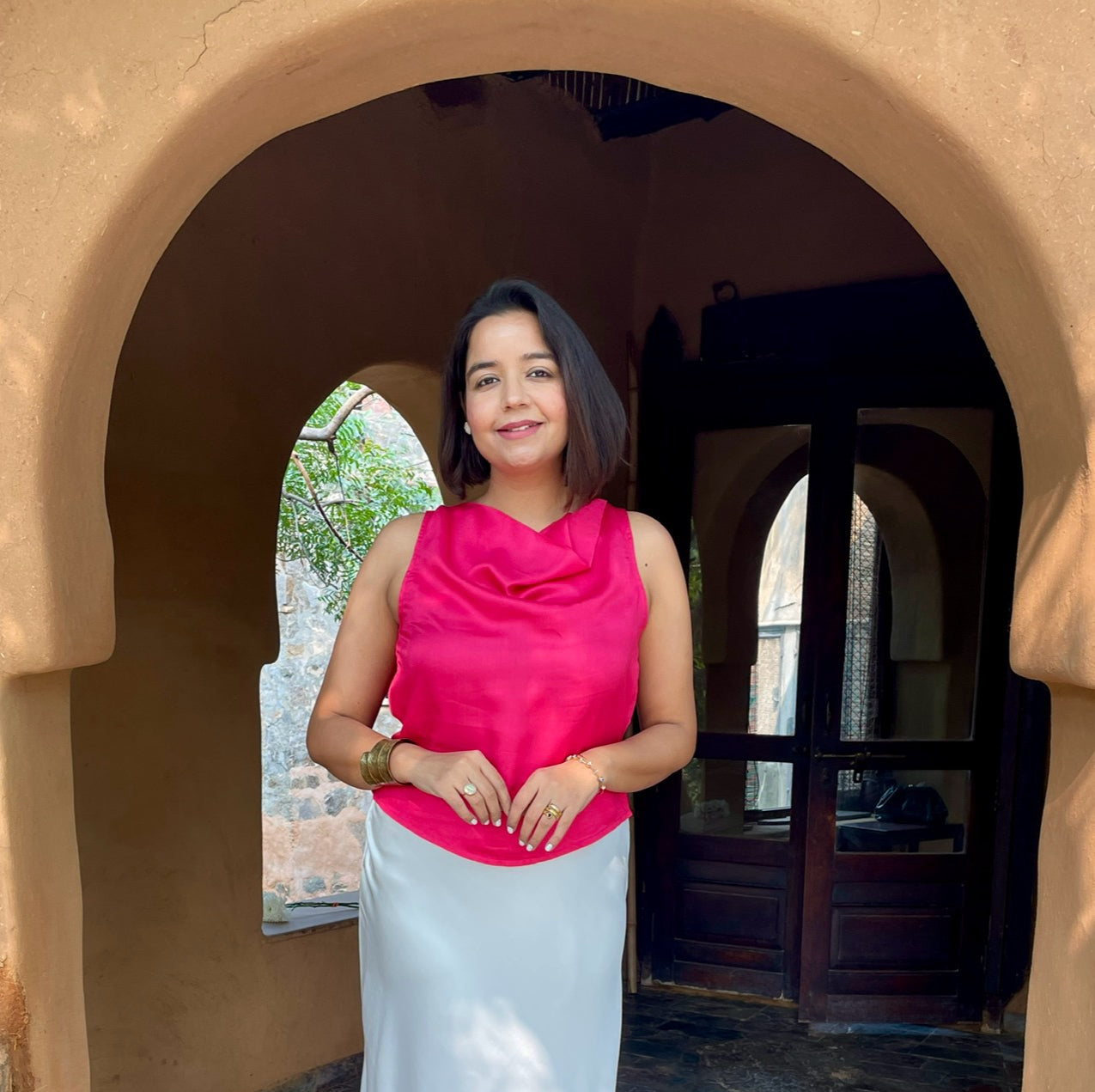 Magenta Cowl Neck Top image 1