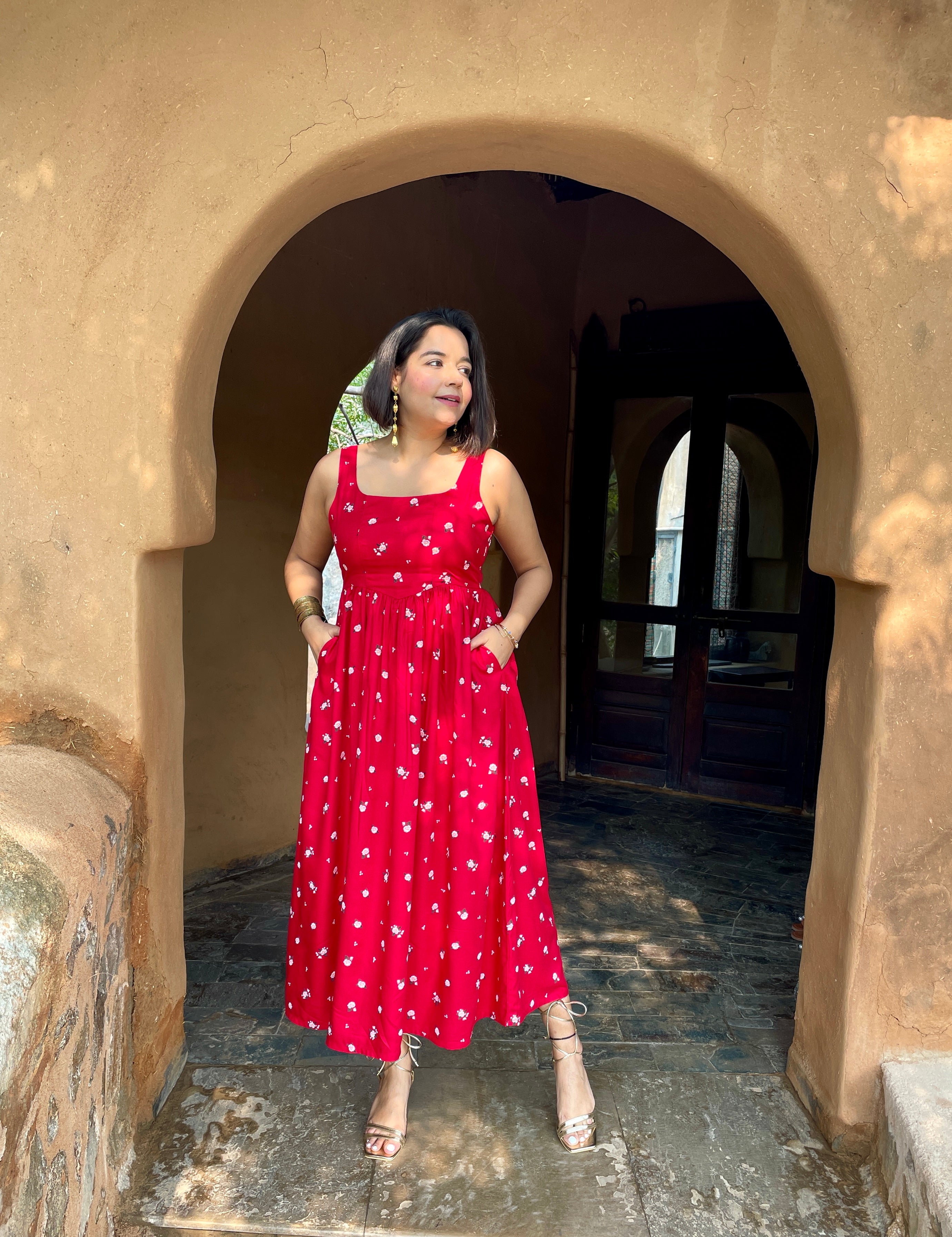 Red Flower Maxi Dress image 0