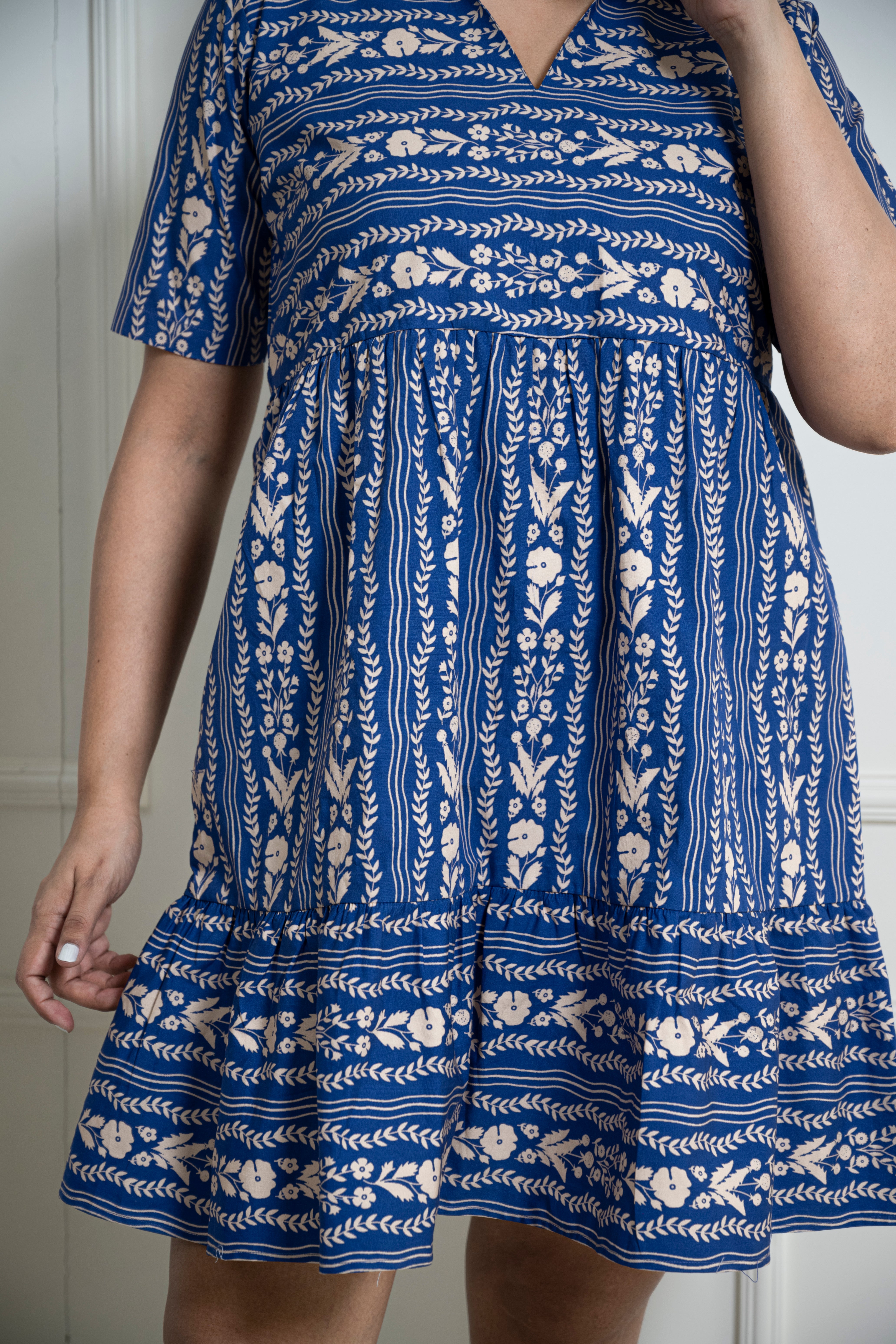 Blue Printed Skater Dress image 4