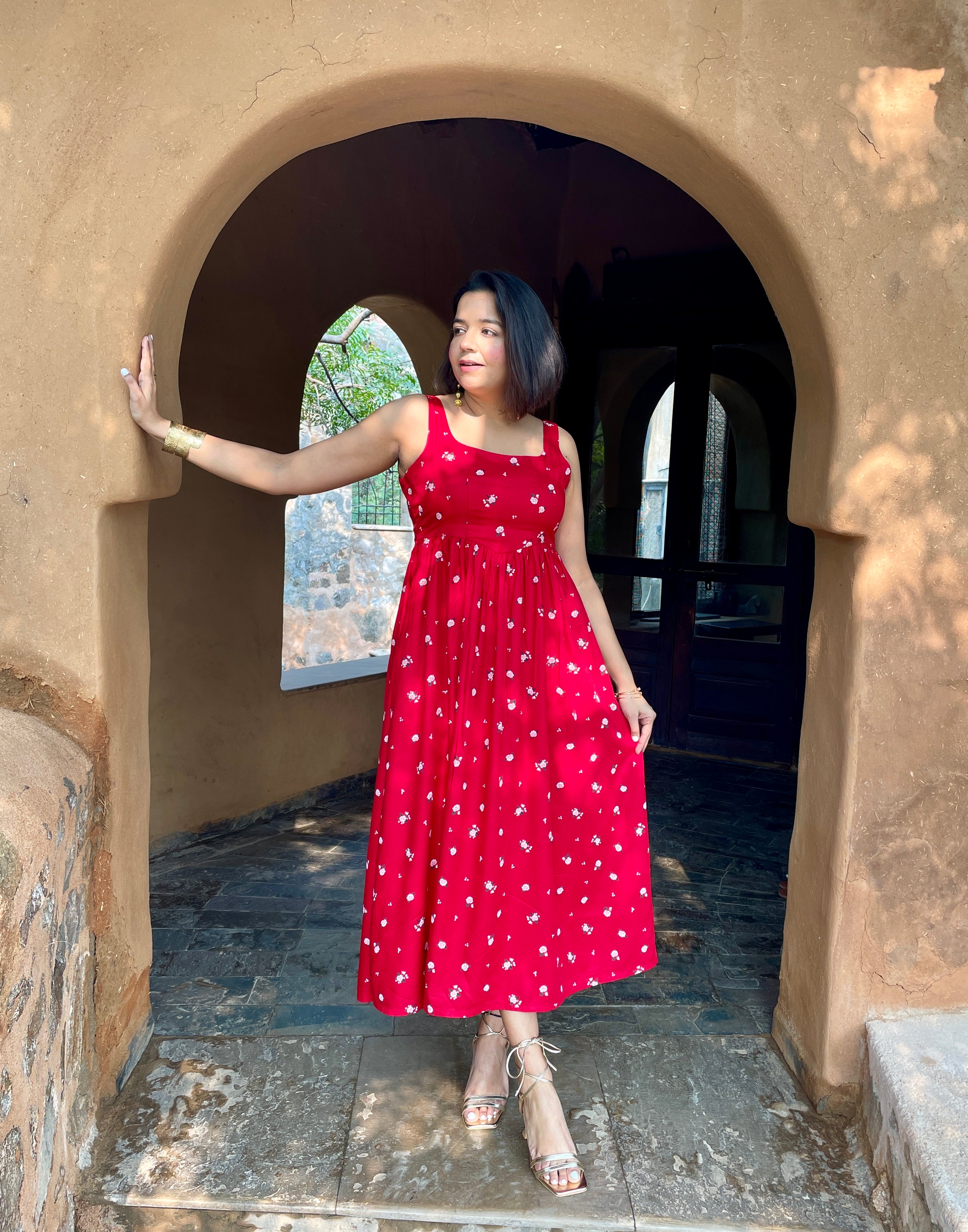 Red Flower Maxi Dress image 2