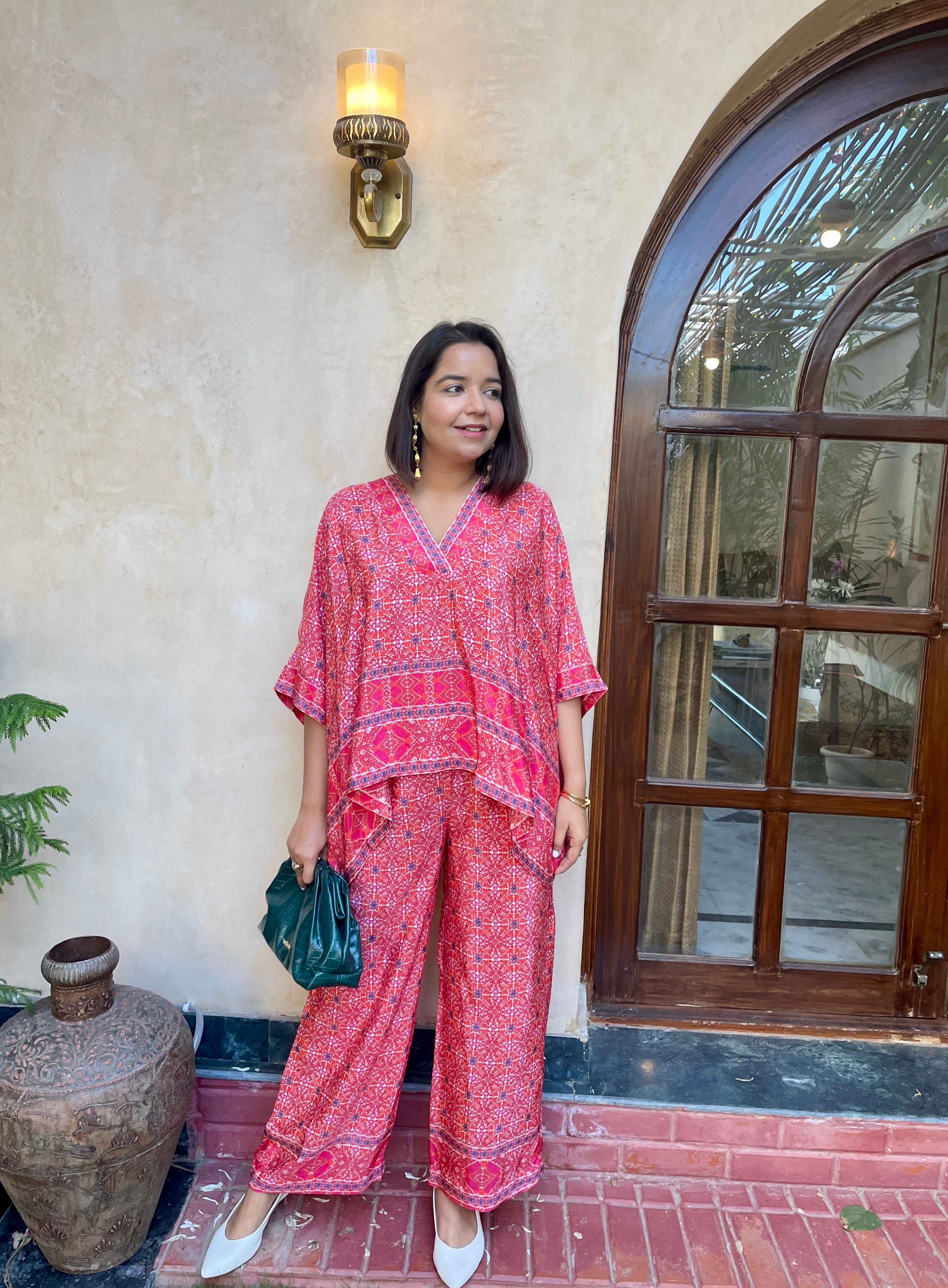 Natural Silk Red Bandhani Coord Set image 4