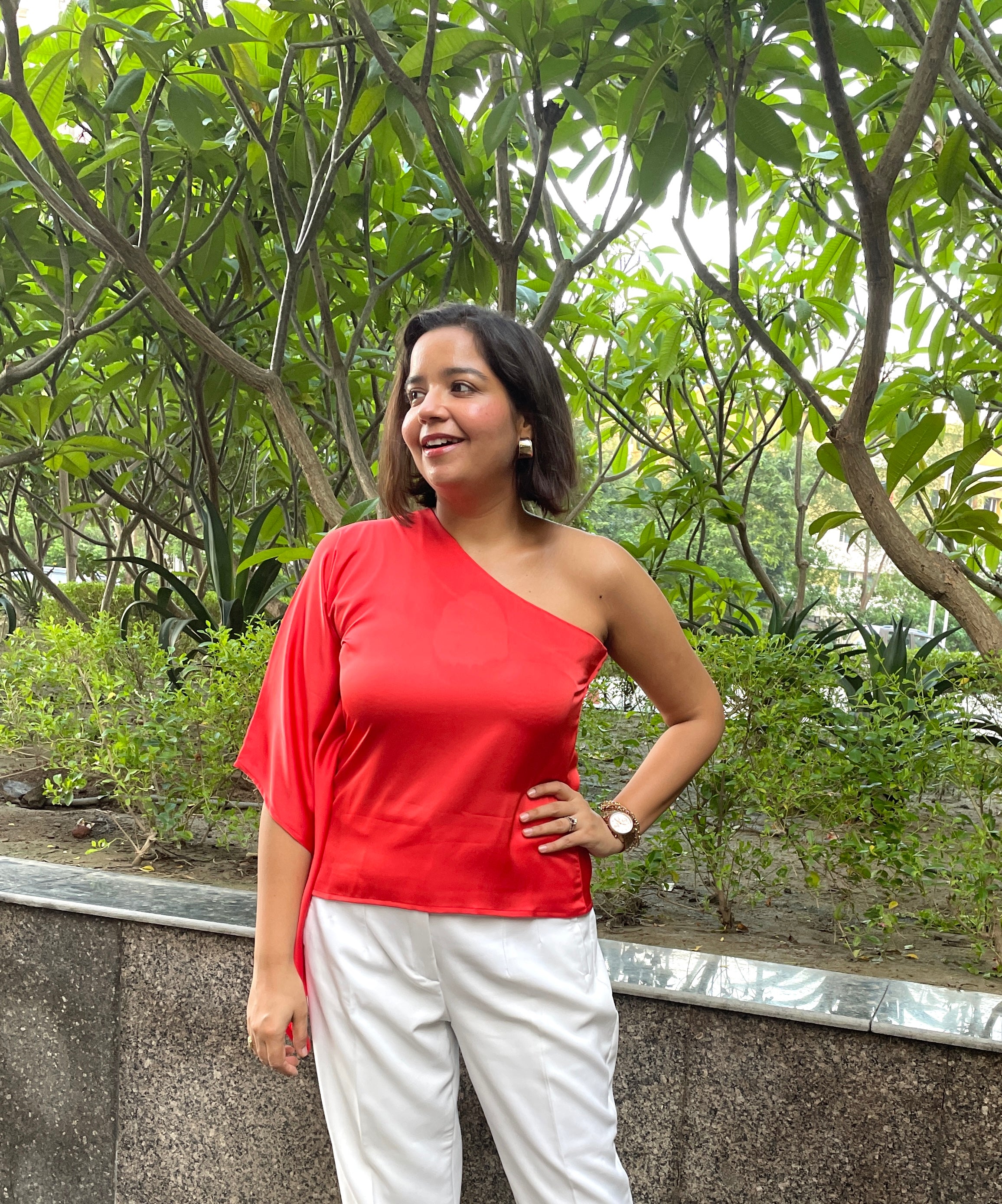 Orange One Shoulder Top image 2