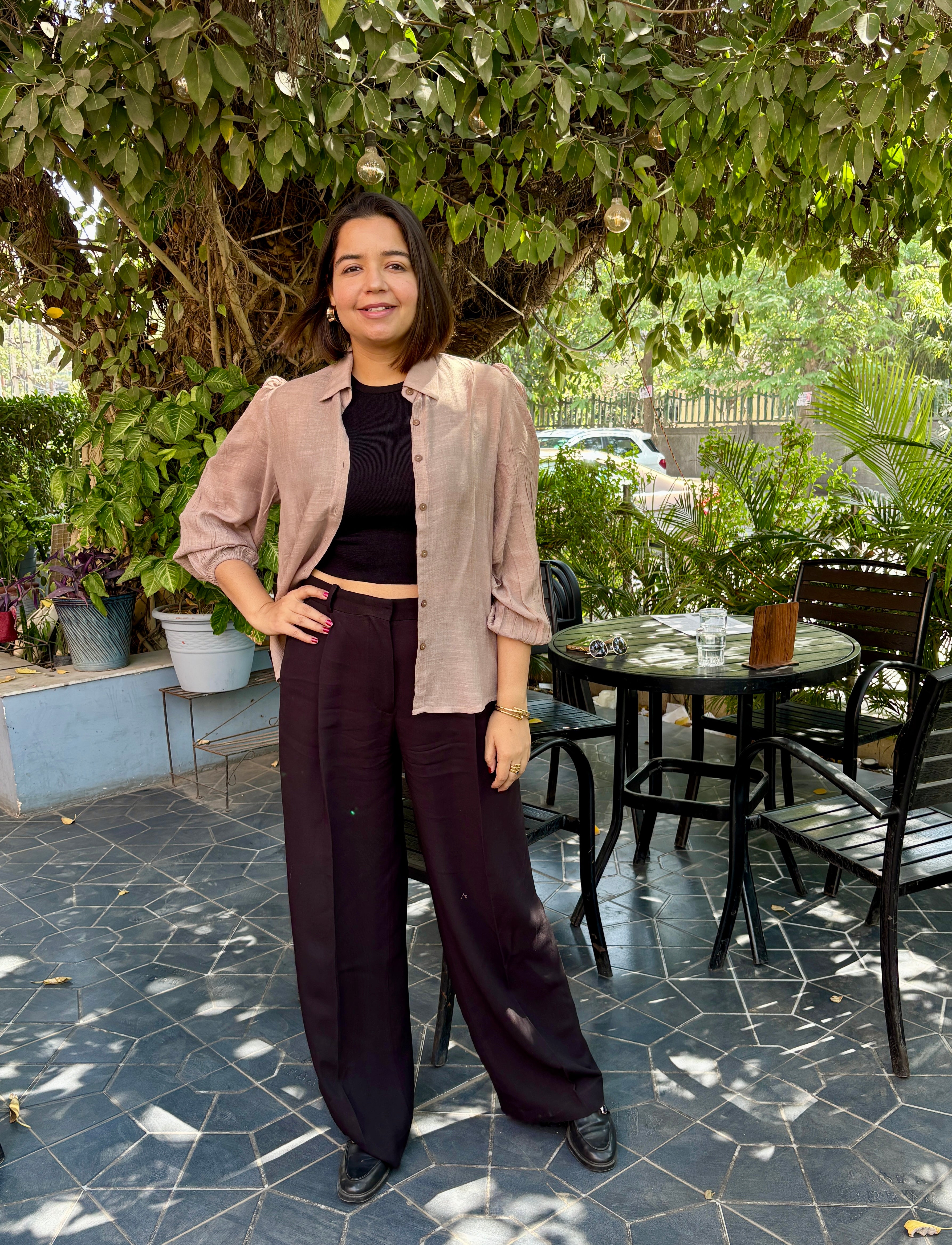 Solid Brown Sheer Shirt image 0