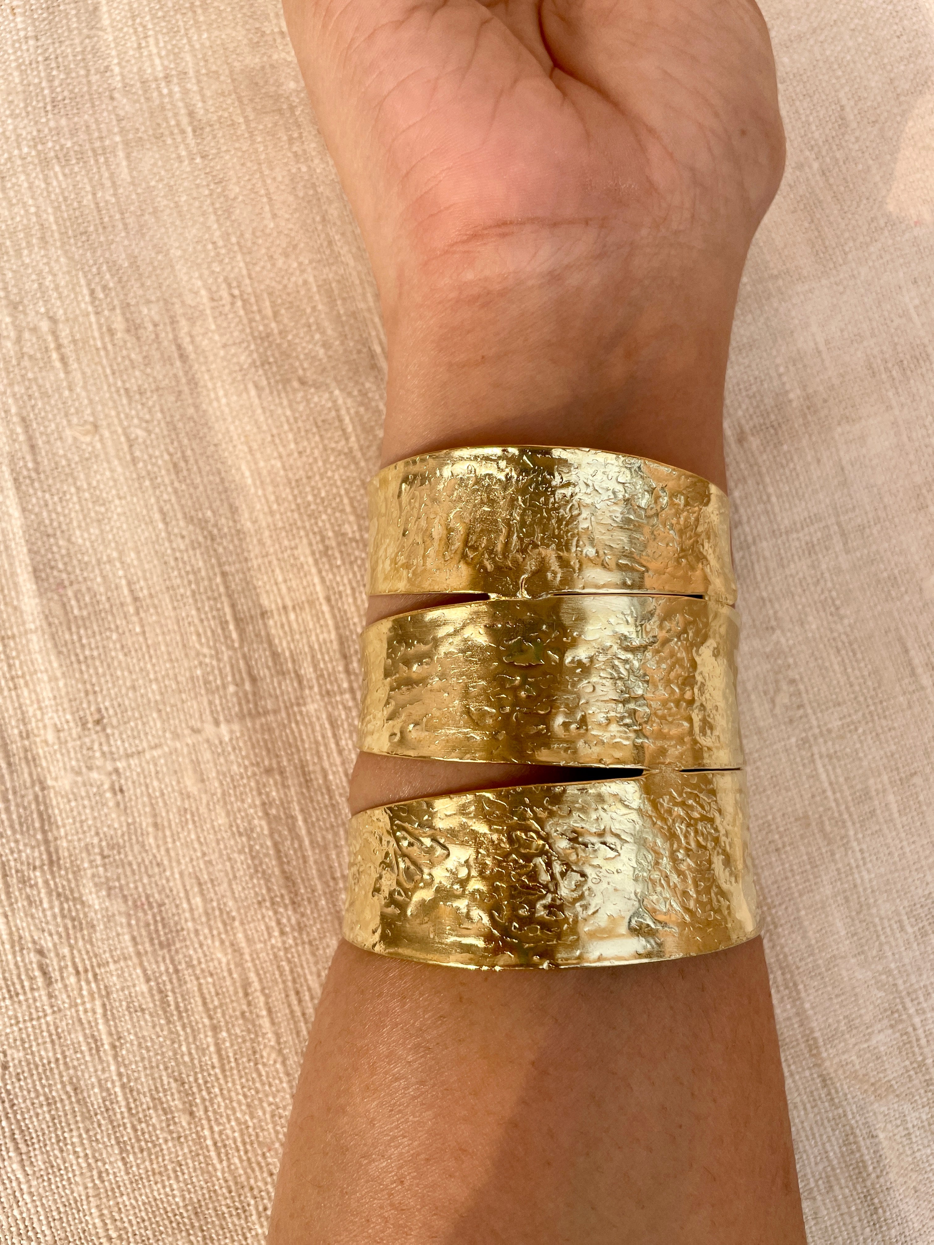 Brass Metal Wide Statement Cuff Bracelet image 2