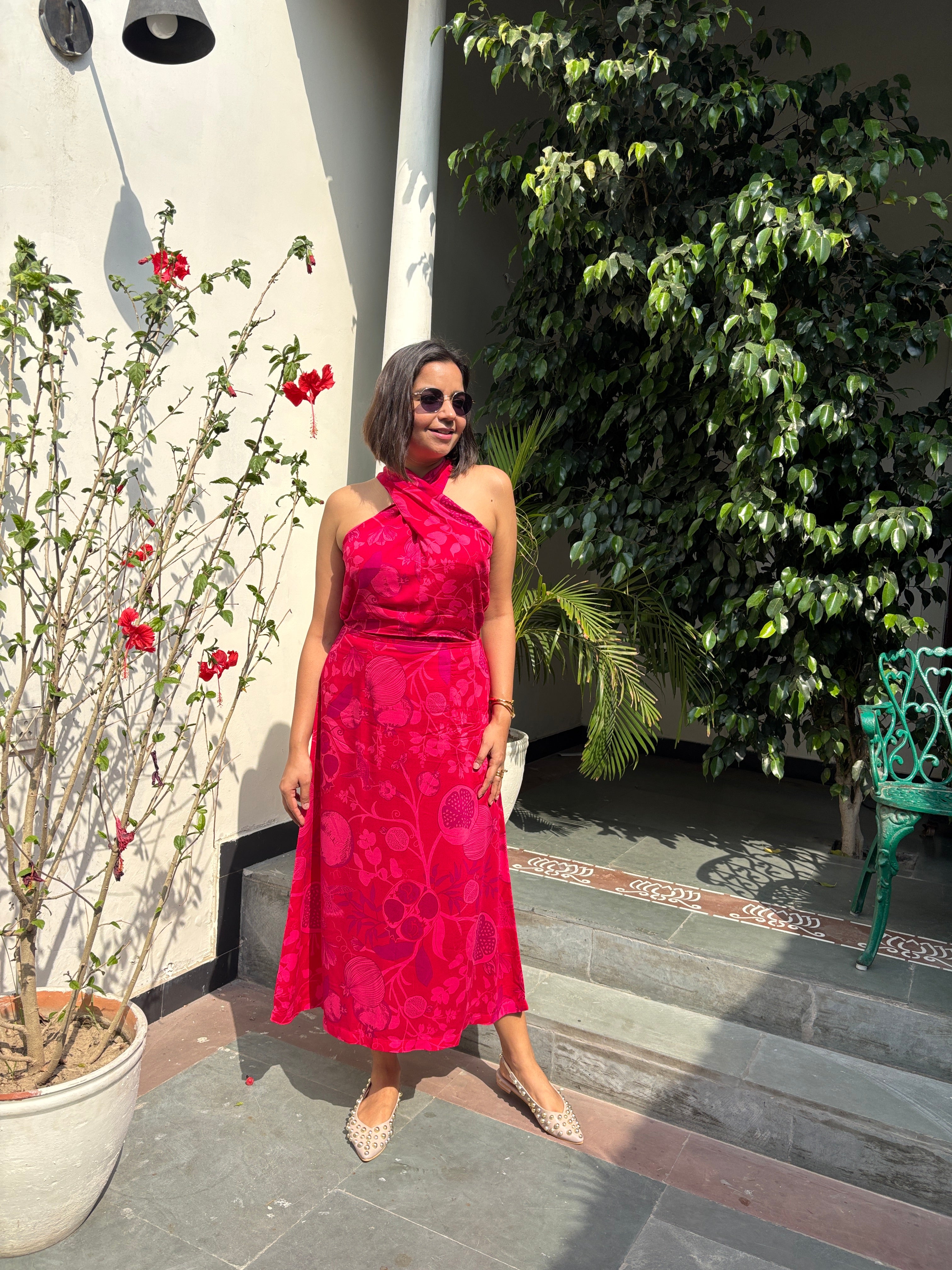 Pomegranate A- Line Midi Skirt image 3