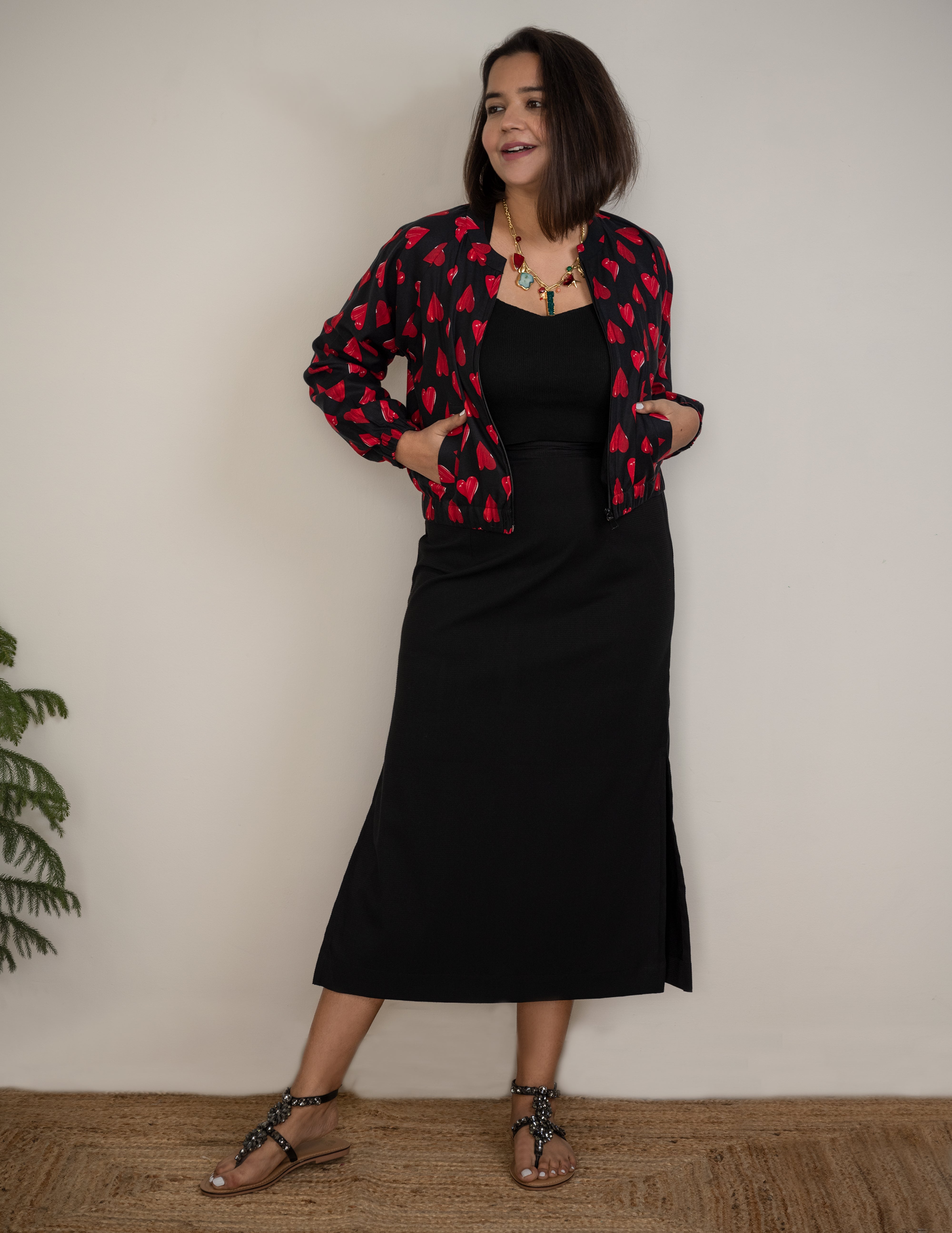 Solid Black side slit skirt image 5