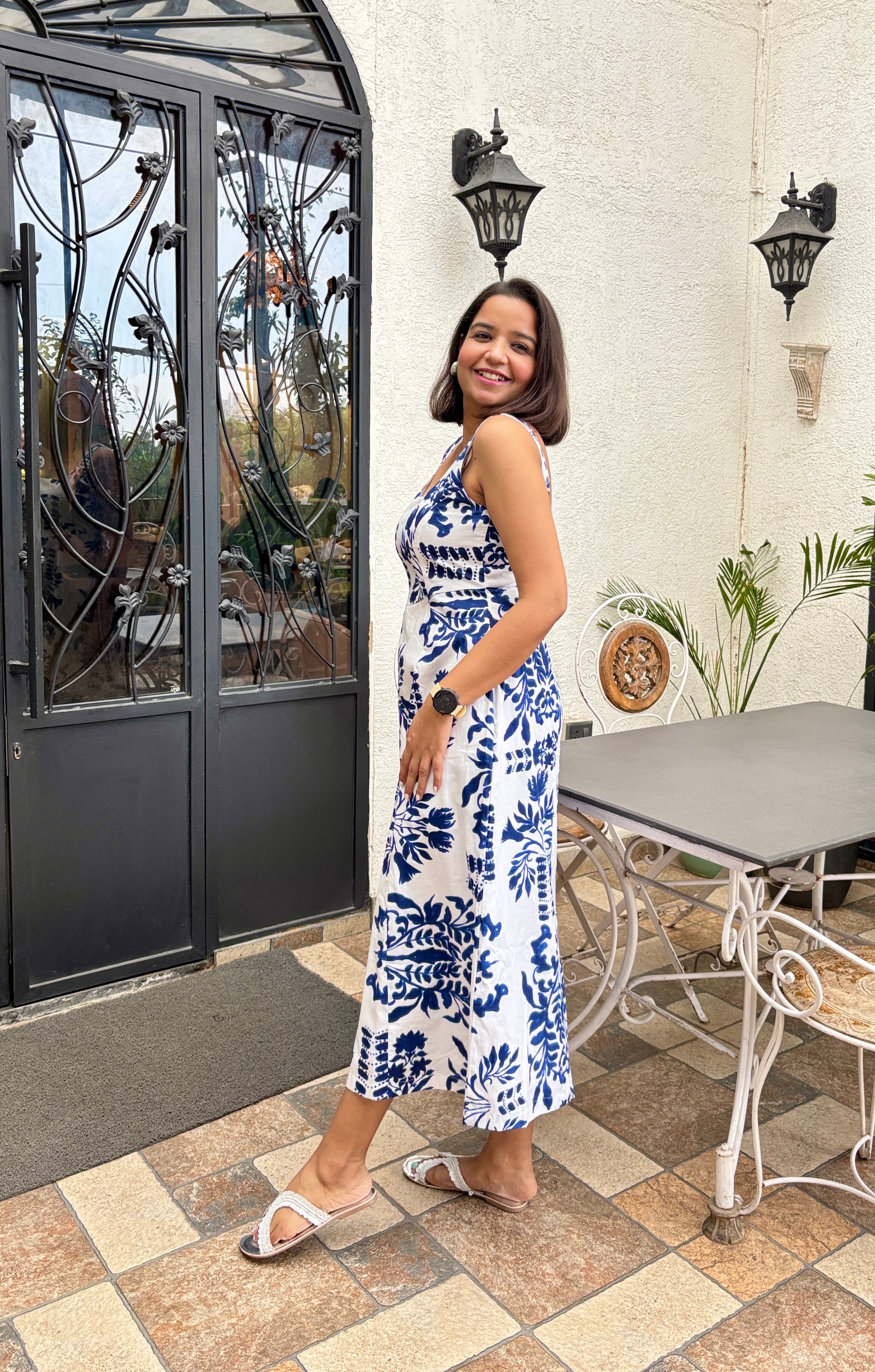 Indigo Garden Cotton Long Dress image 3