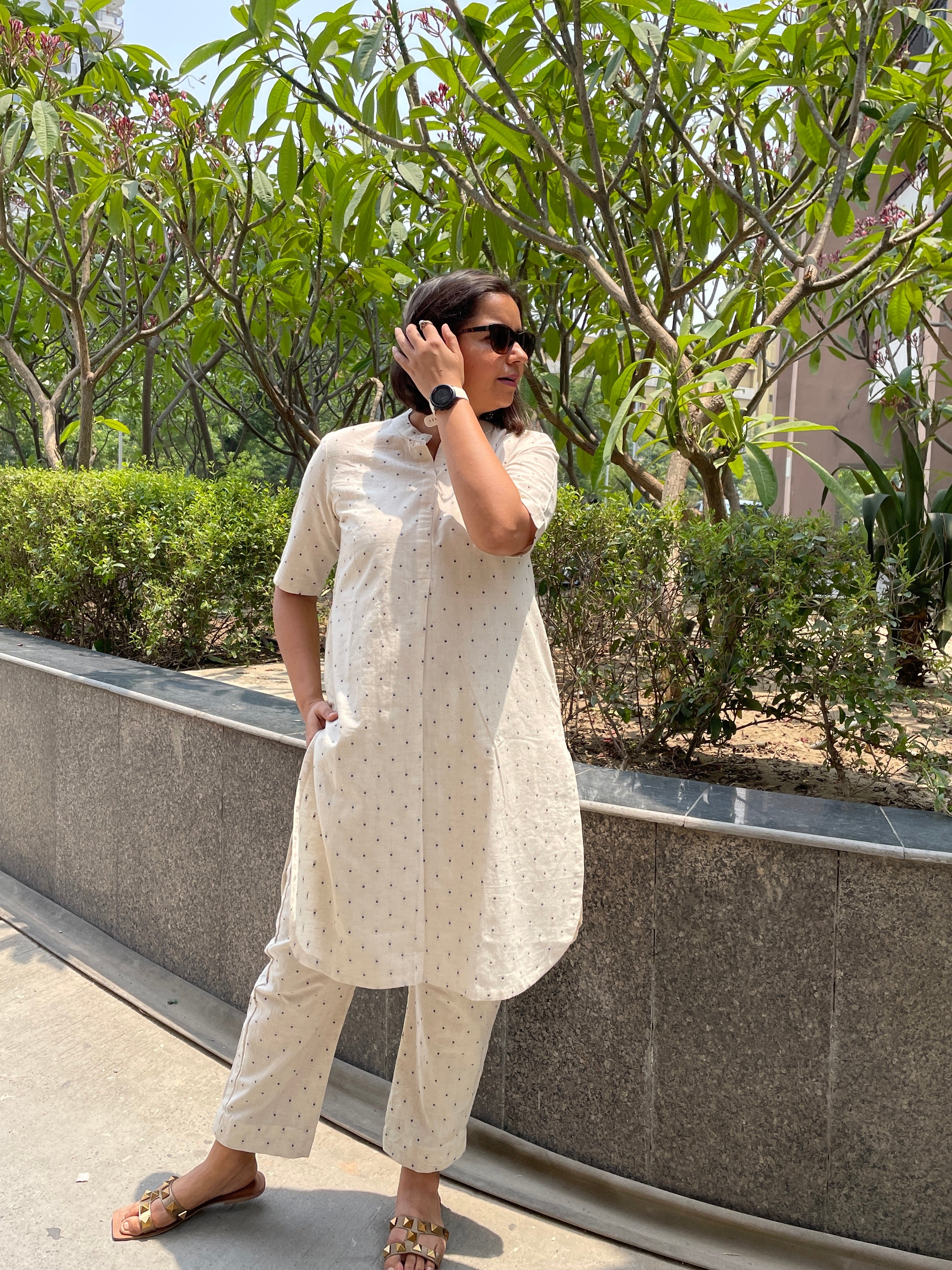 Beige Butta Kurta Set image 2