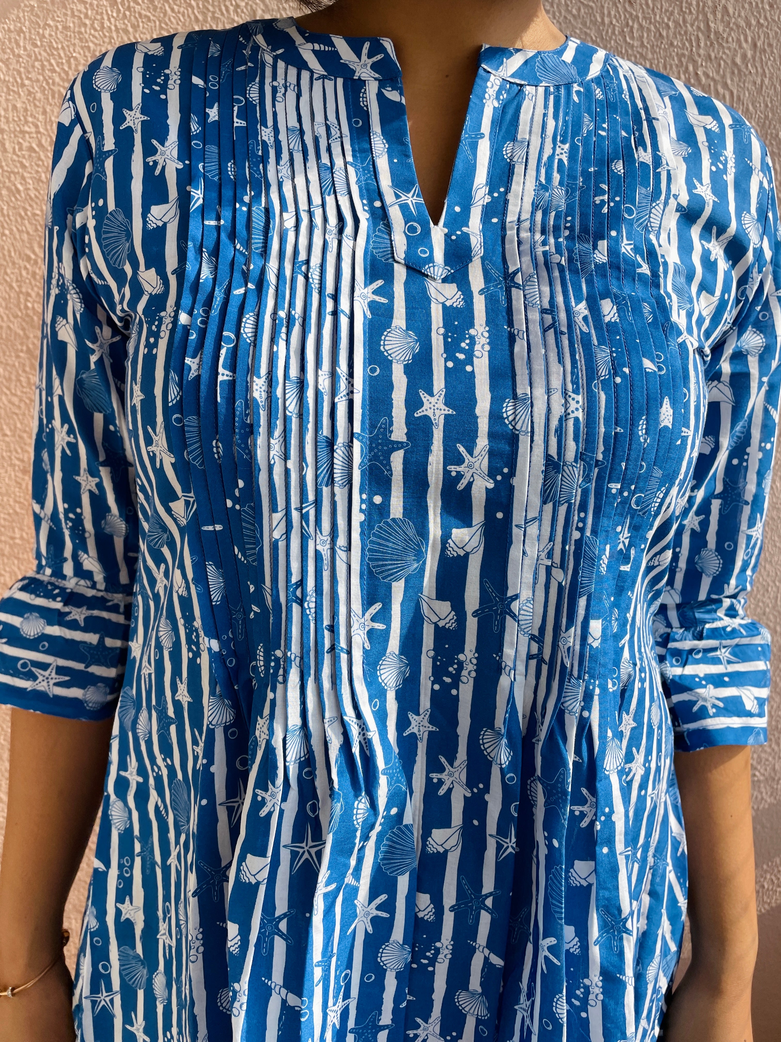 Blue Sea Shells Pintex Dress image 1