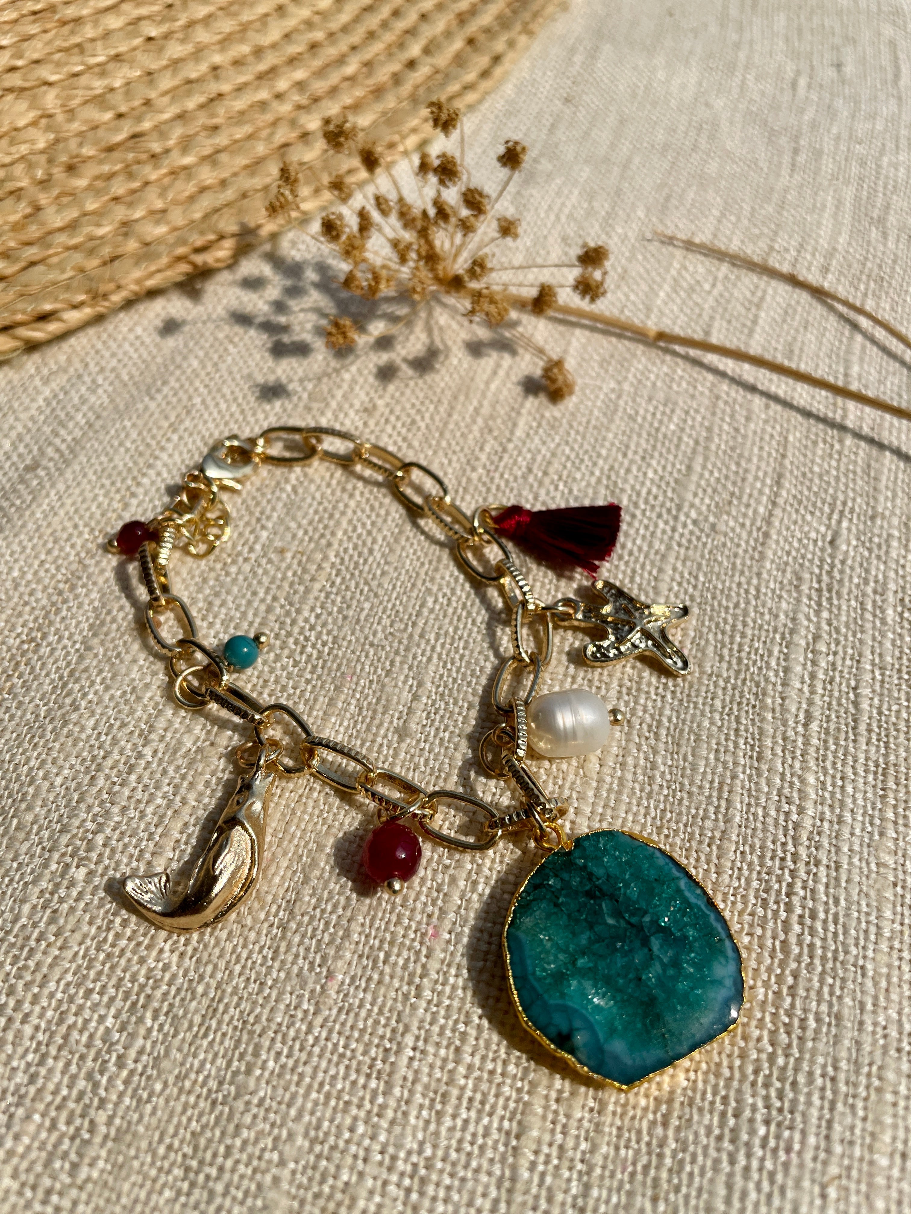 Multi Charms Natural Stone Bracelet image 0