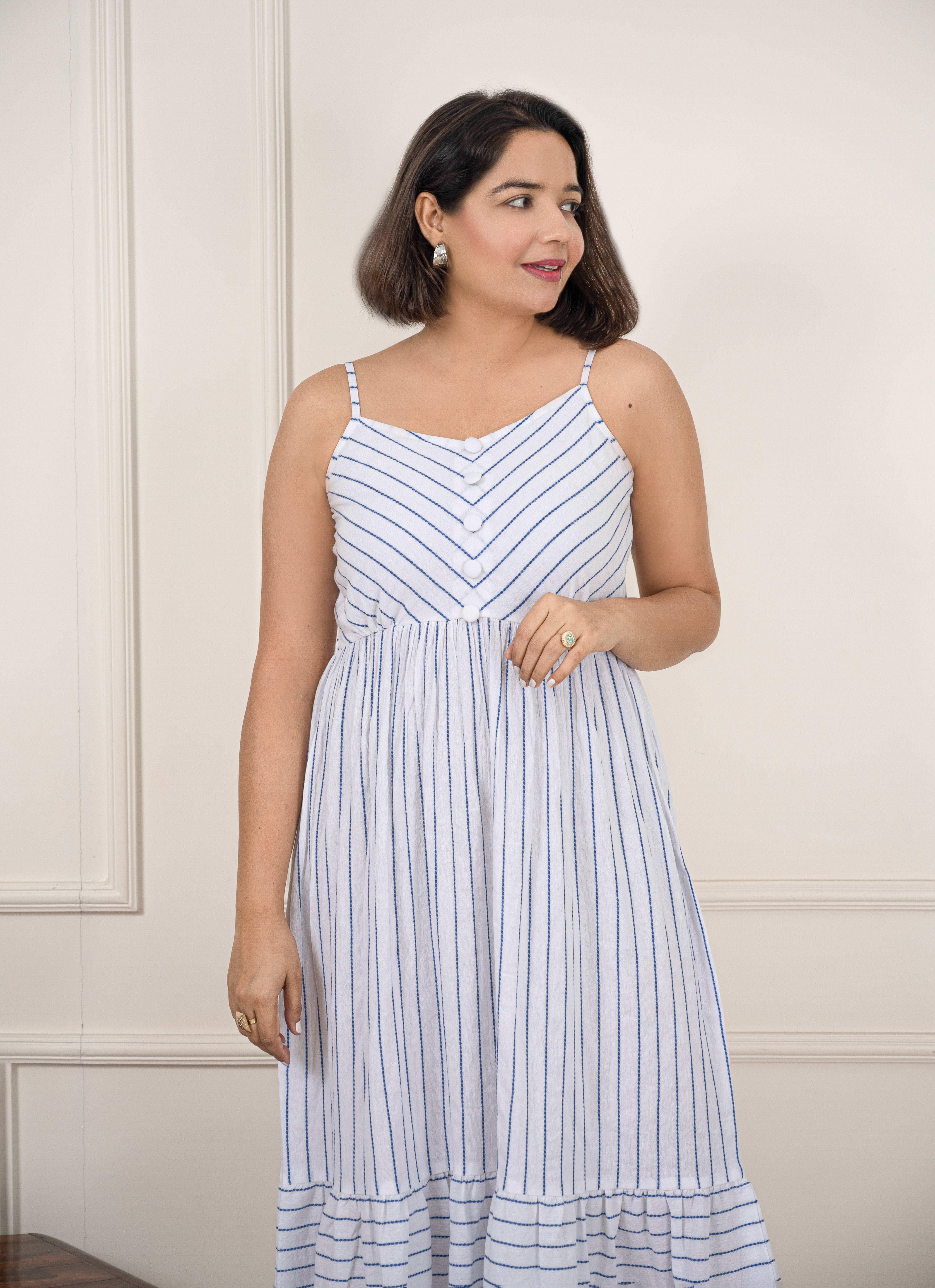 White Stripe Maxi Dress image 1